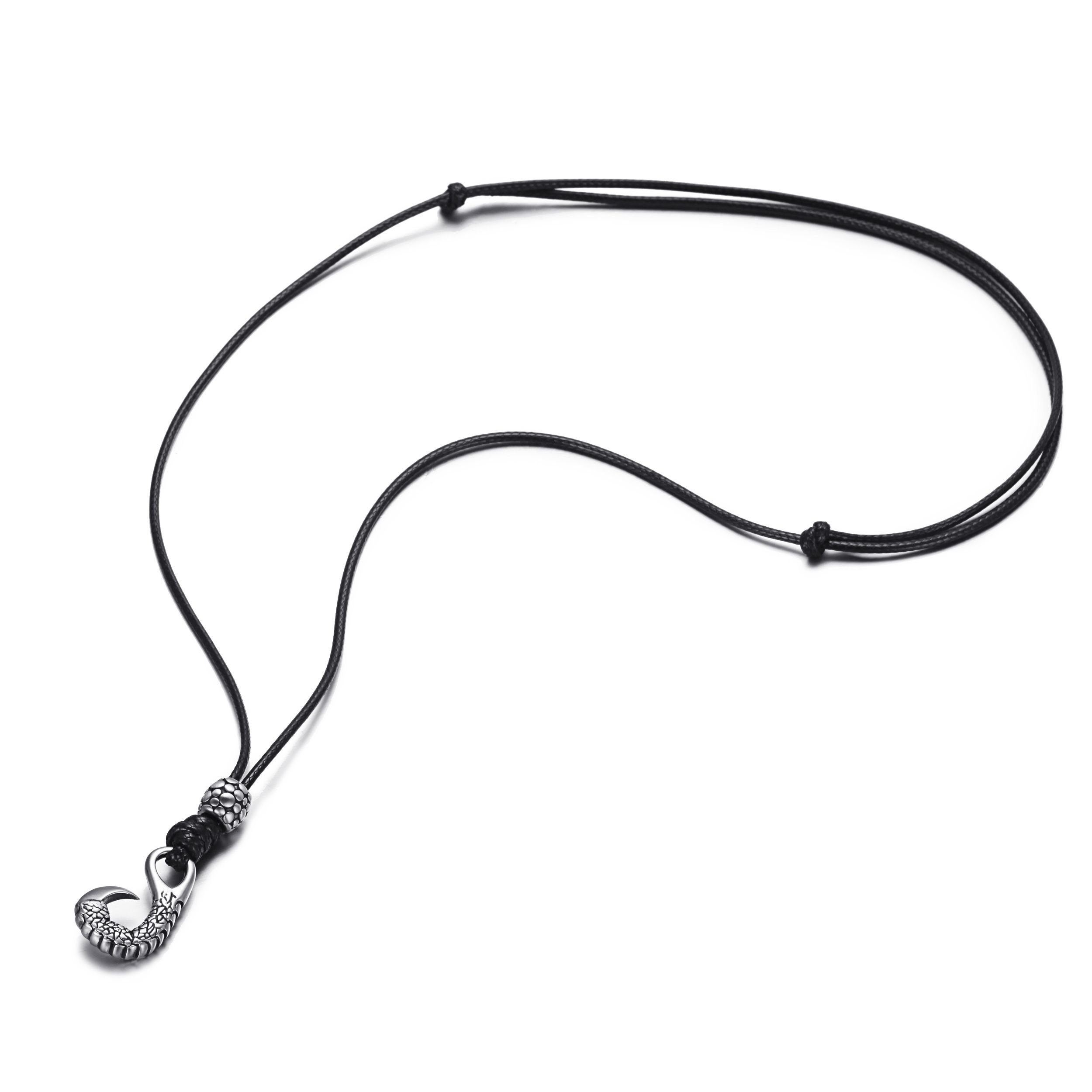 Kingka Kette mit Anhänger Verstellbare Lederkette mit Anhänger KRALLE, "Urban Rocks" Collection, mit Textilband