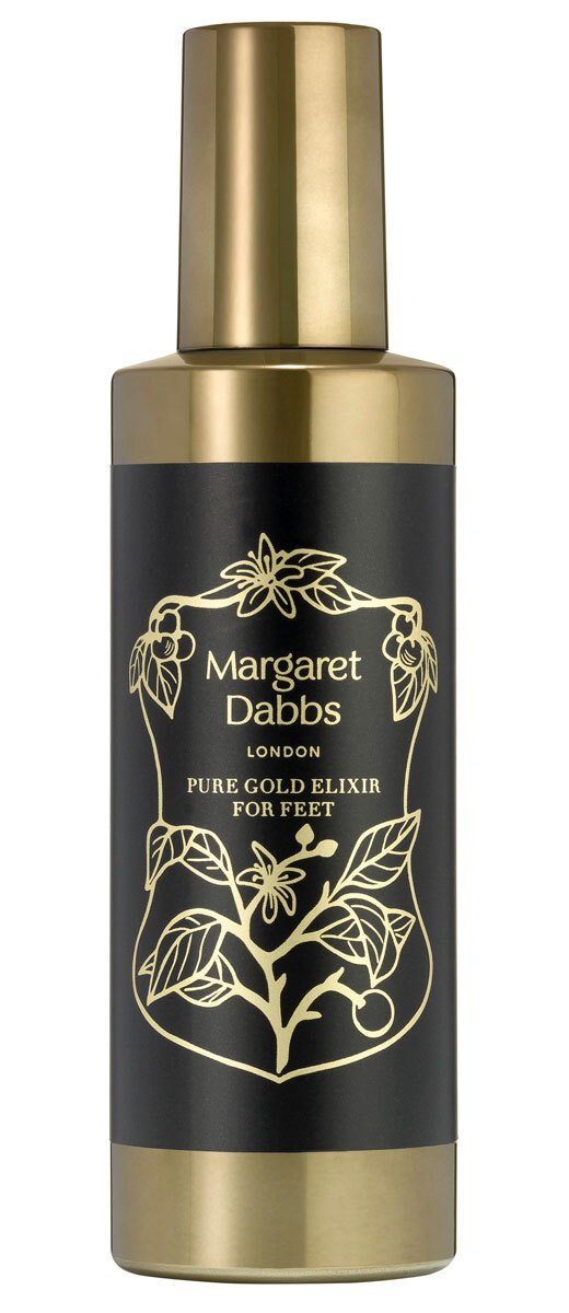 Margaret Dabbs Fußlotion Margaret Dabbs Fußpflege Pure Gold Elixir For Feet Luxuriöse Fußlotion mit Buriti- und Hanfsamenöl, Calendula und Schimmerpartikeln, regenerierend und beruhigend, Anti-Aging.