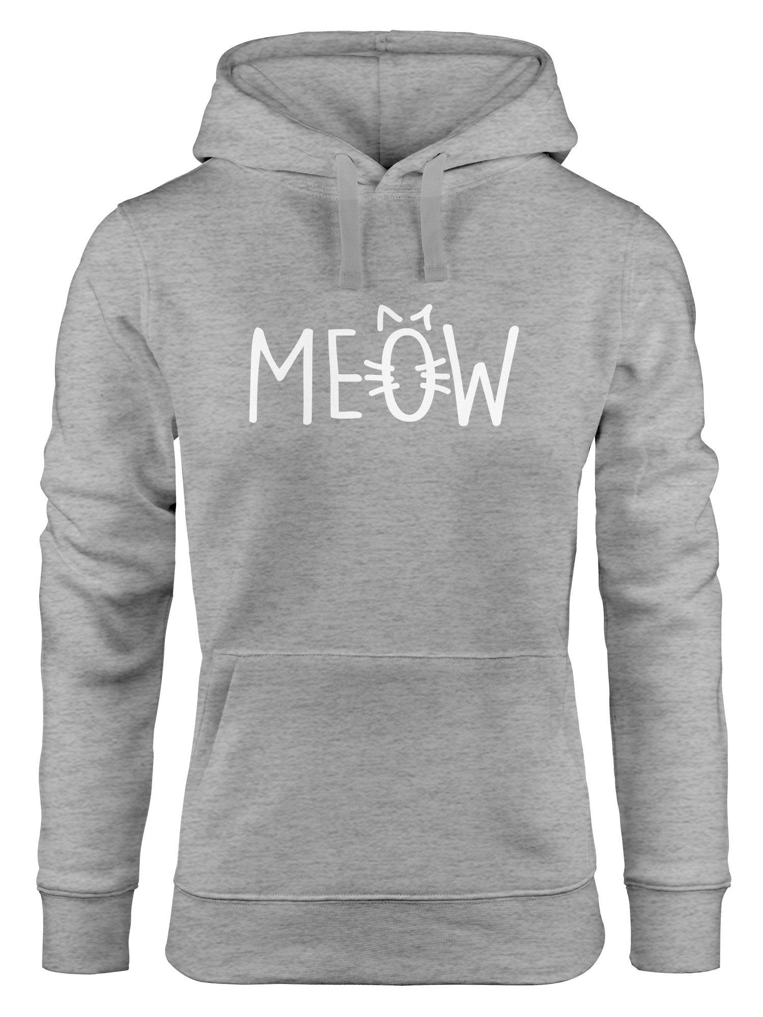 MoonWorks Hoodie Hoodie Damen Katze Meow Miau Cat Sweatshirt Kapuze Kapuzenpullover