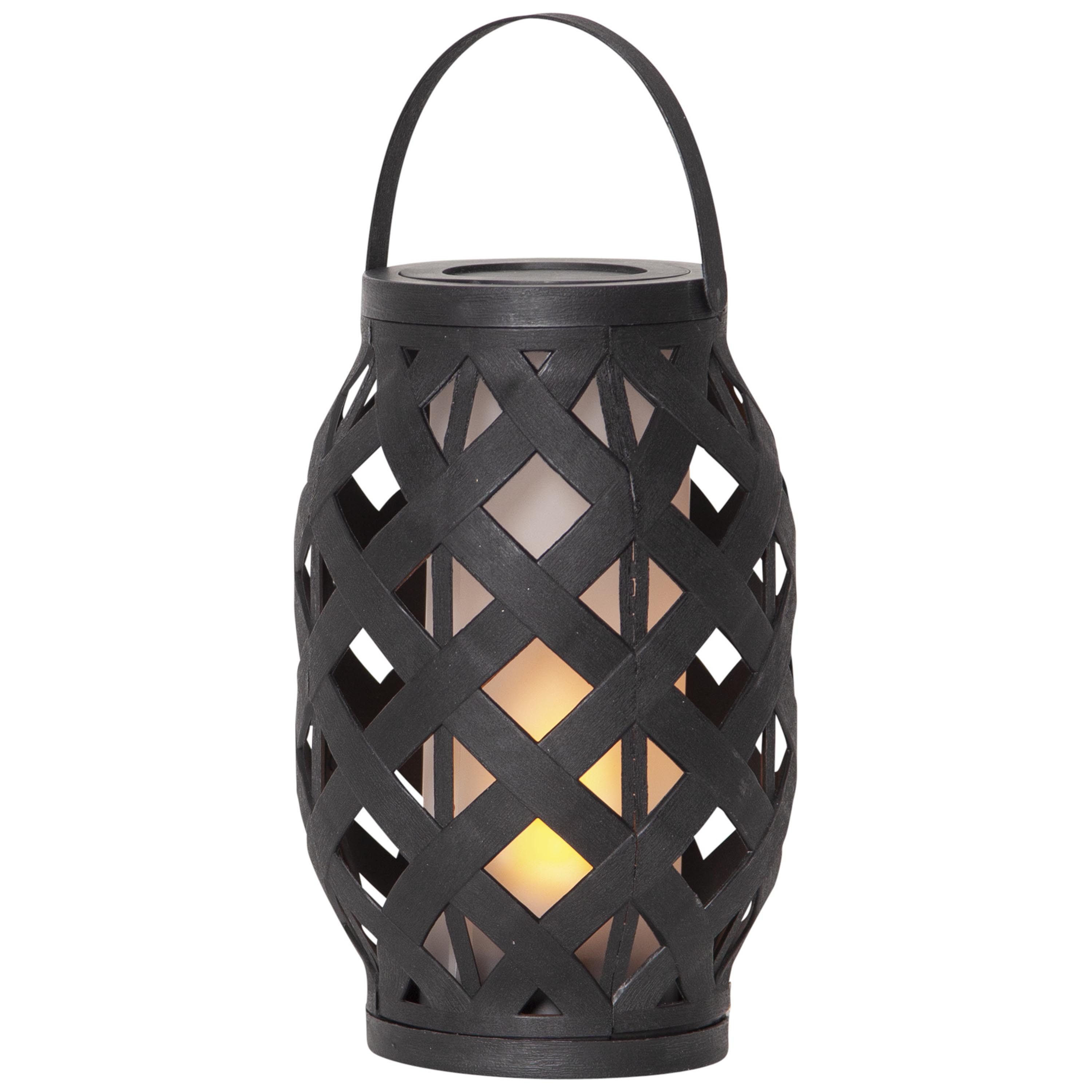 STAR TRADING Außen-Tischleuchte Flame Lantern, LED Outdoor-Laterne,Flame Lantern, Batterie und Timer, schwarz, 23cm