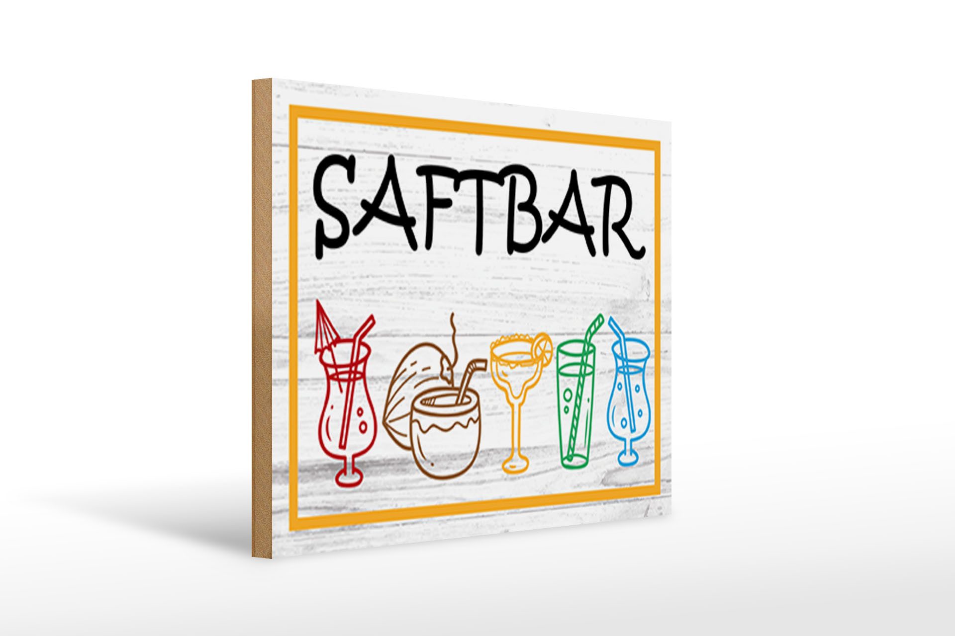 Holzbild Hinweis 40x30cm Saftbar