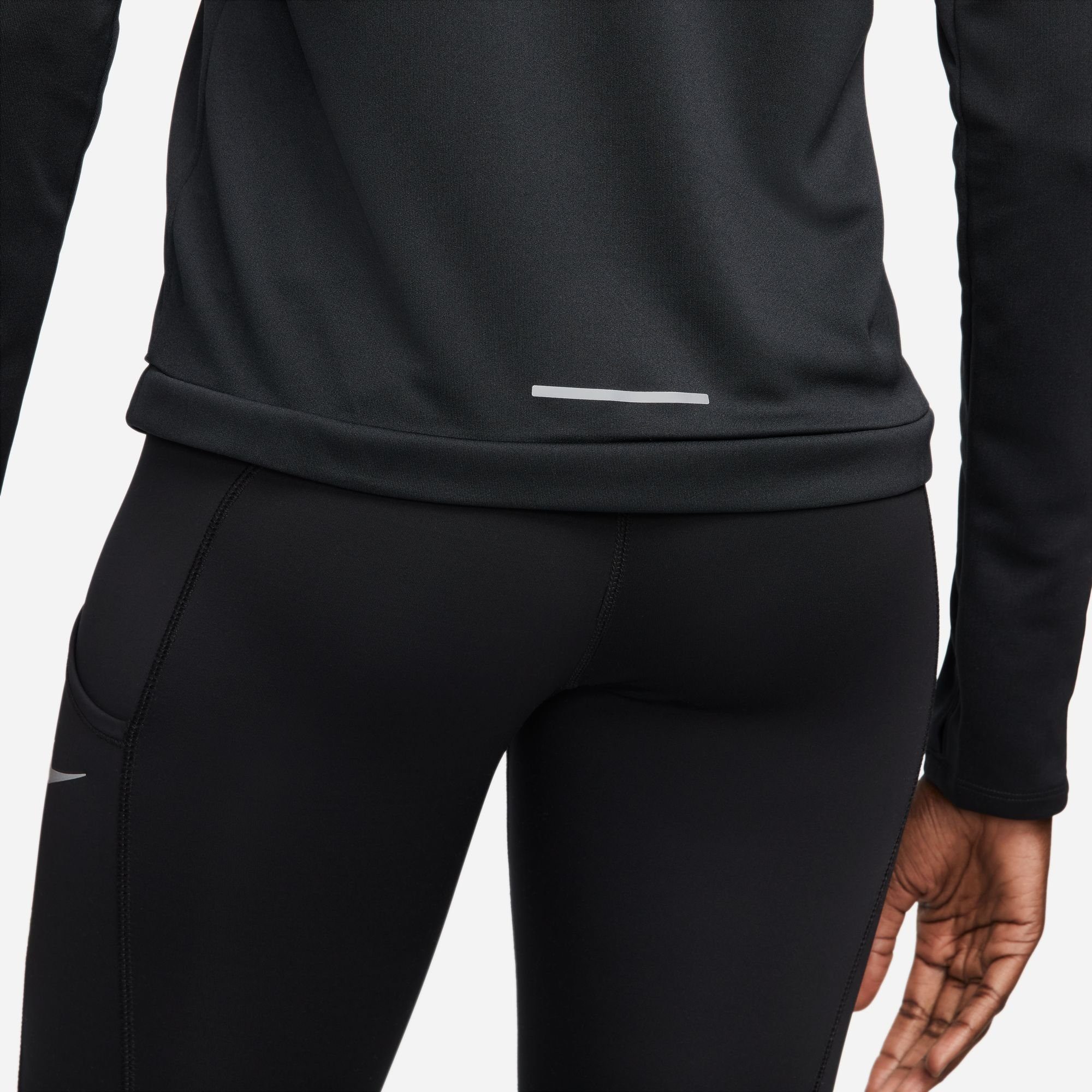 BLACK/REFLECTIVE PACER Nike WOMEN'S SILV DRI-FIT Laufshirt PULLOVER 1/-ZIP