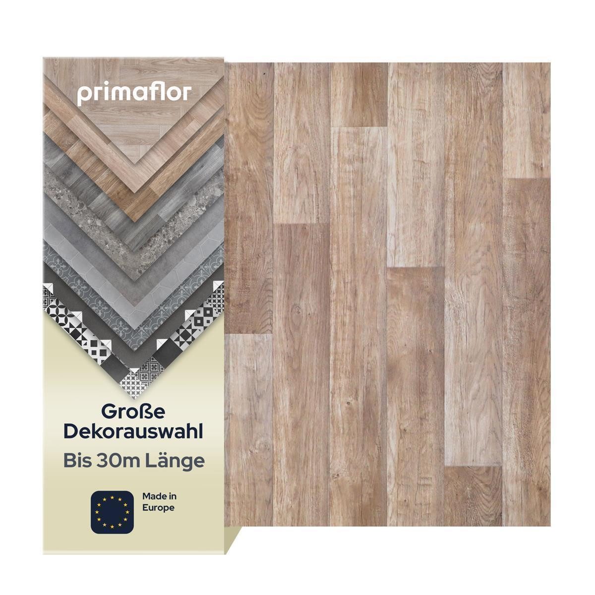 Primaflor-Ideen in Textil Vinylboden TACUTO - Eiche chalet - 2,00m x 1,00m - Meterware, Holzdekor, Dielen, Starke Nutzschicht