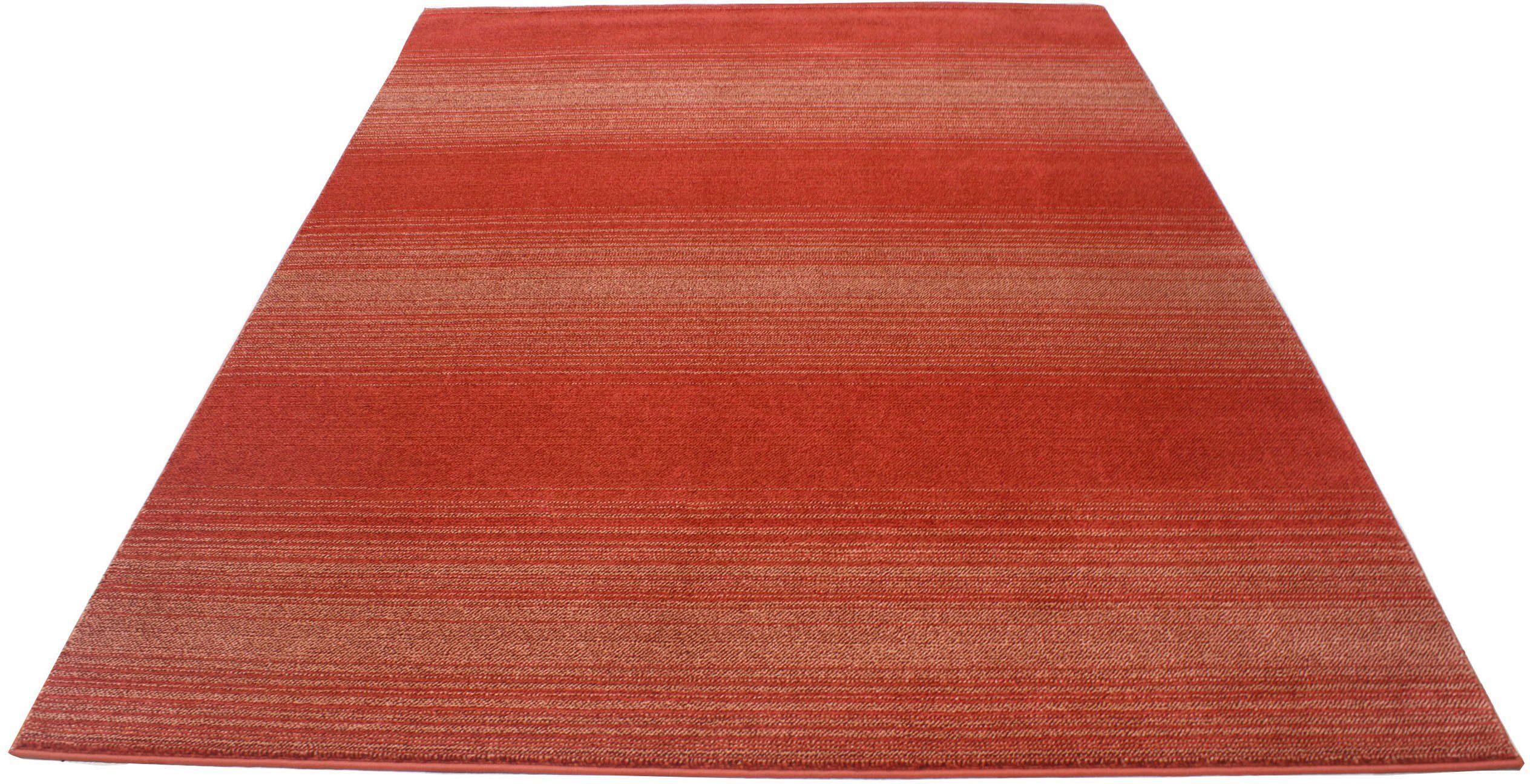 rot weich, flach, mm, Höhe: andas, Elrik, dezenten mit 18 meliert, elegant rechteckig, pflegeleicht, Streifen, Teppich