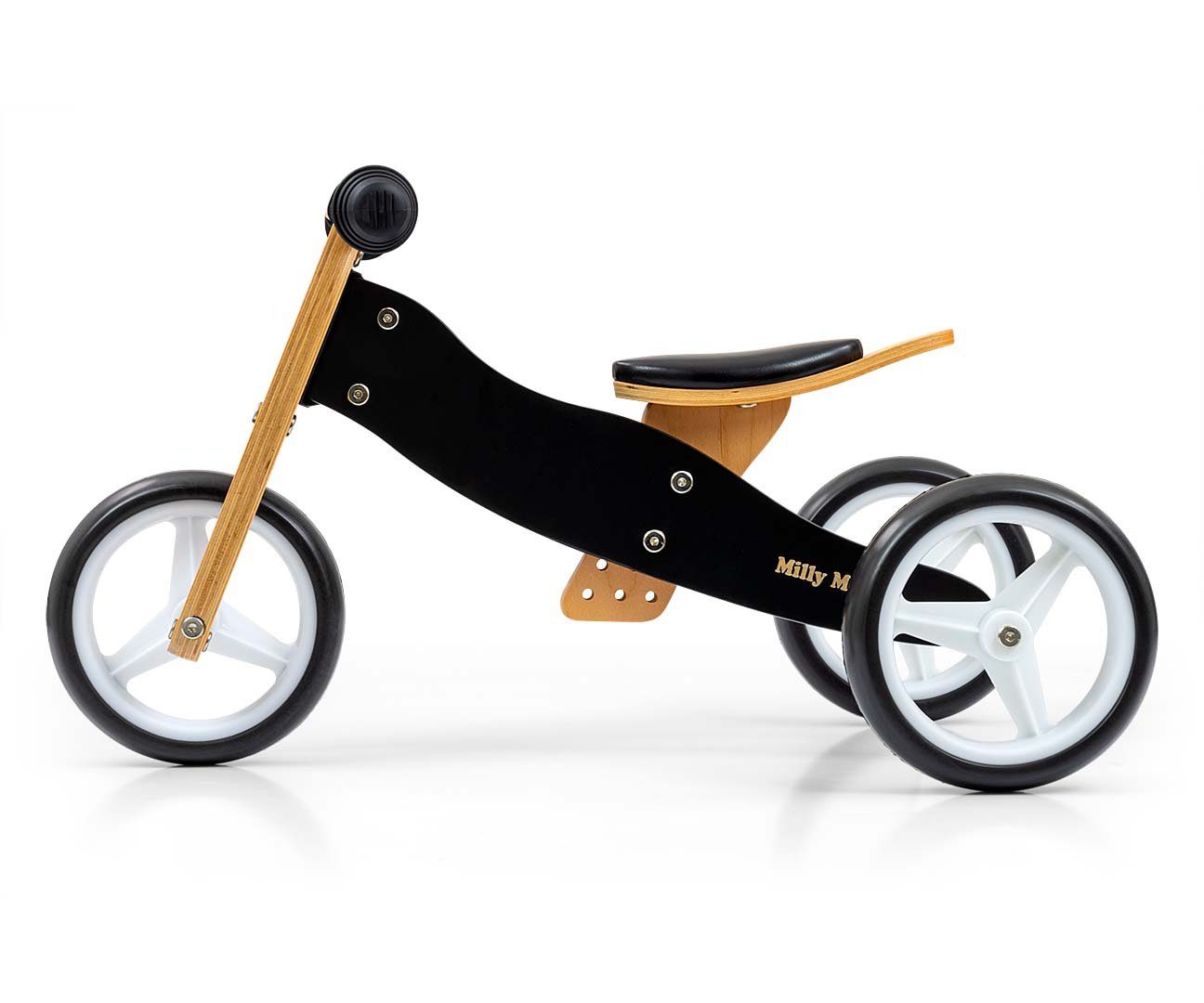Lauflernrad LeNoSa Holz 2in1 Kinder Bike Balance • schwarz • für Rutscher Dreirad Laufrad