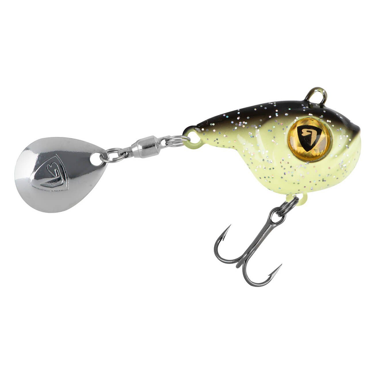 Fox Rage Kunstköder Fox Rage Ultra UV Big Eye Jig Spinner, (1-St), Kompakte Körperform für weitere Würfe, Design mit großen Augen als spezielle Anbiss-Zielpunkte, Hochqualitative VMC-Haken, Umweltfreundliche Konstruktion au seiner Zink-Legierung Black Gold