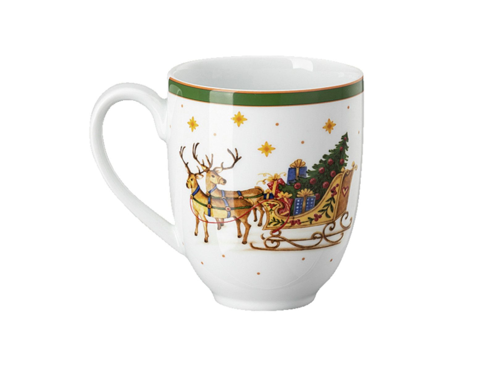 Hutschenreuther Becher Happy Wintertime Green Becher mit Henkel 0,4l, Porzellan, Tassen