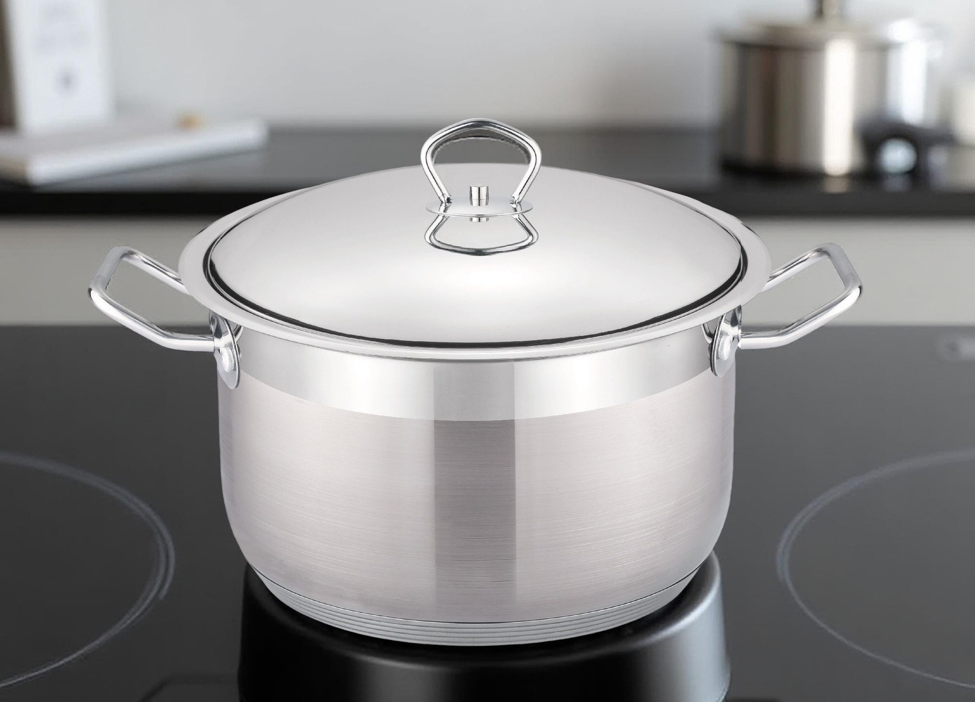 Cheffinger Topf-Set XXL Kochtopf Topf Ø36 Edelstahl mit Deckel 19L Induktion Cheffinger, Material: Edelstahl (Set bestehend aus 1 Kochtopf und 1 Glasdeckel)