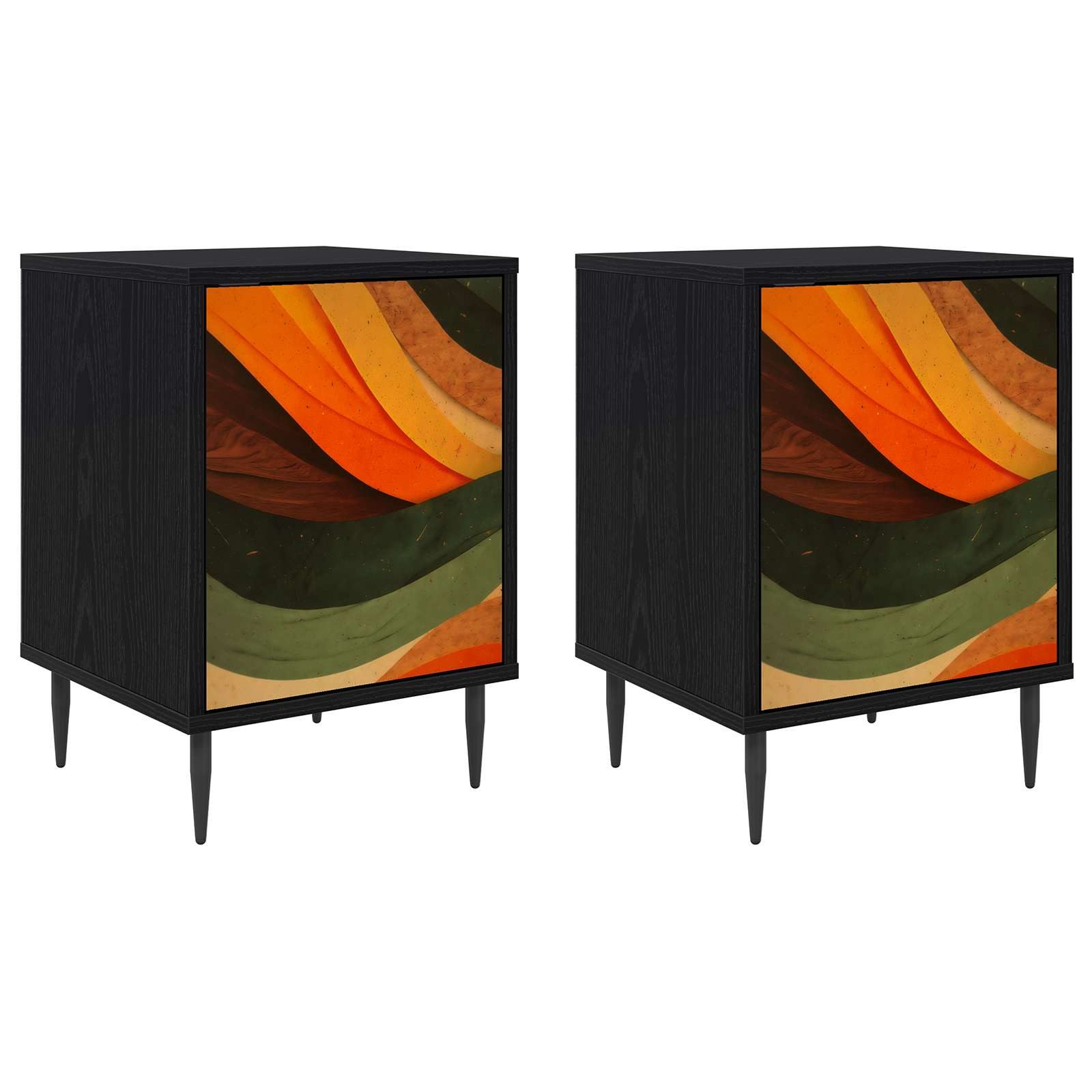 vidaXL Nachttisch Nachttisch BONN 2 stk. Schwarz Eichen-Optik 36 x 33 x 51 cm (2-St)