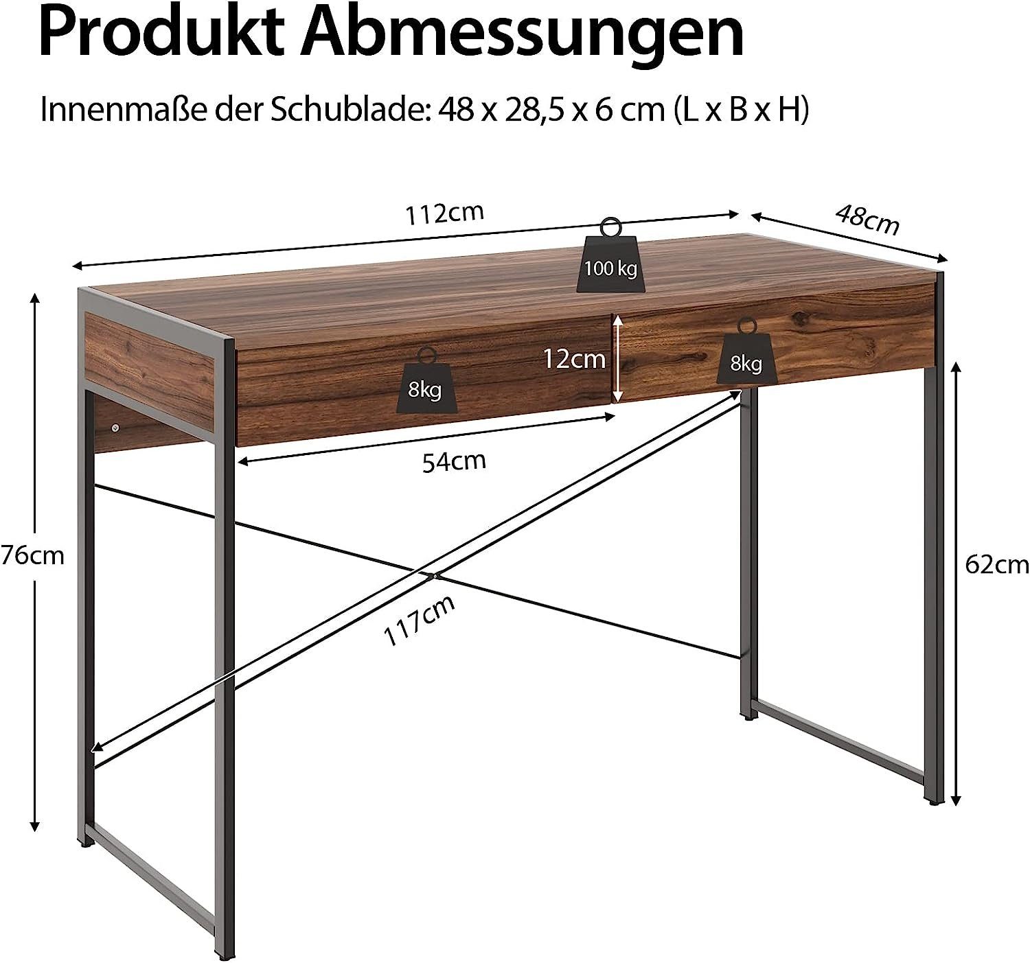 KOMFOTTEU Computertisch Schreibtisch, mit Schubladen