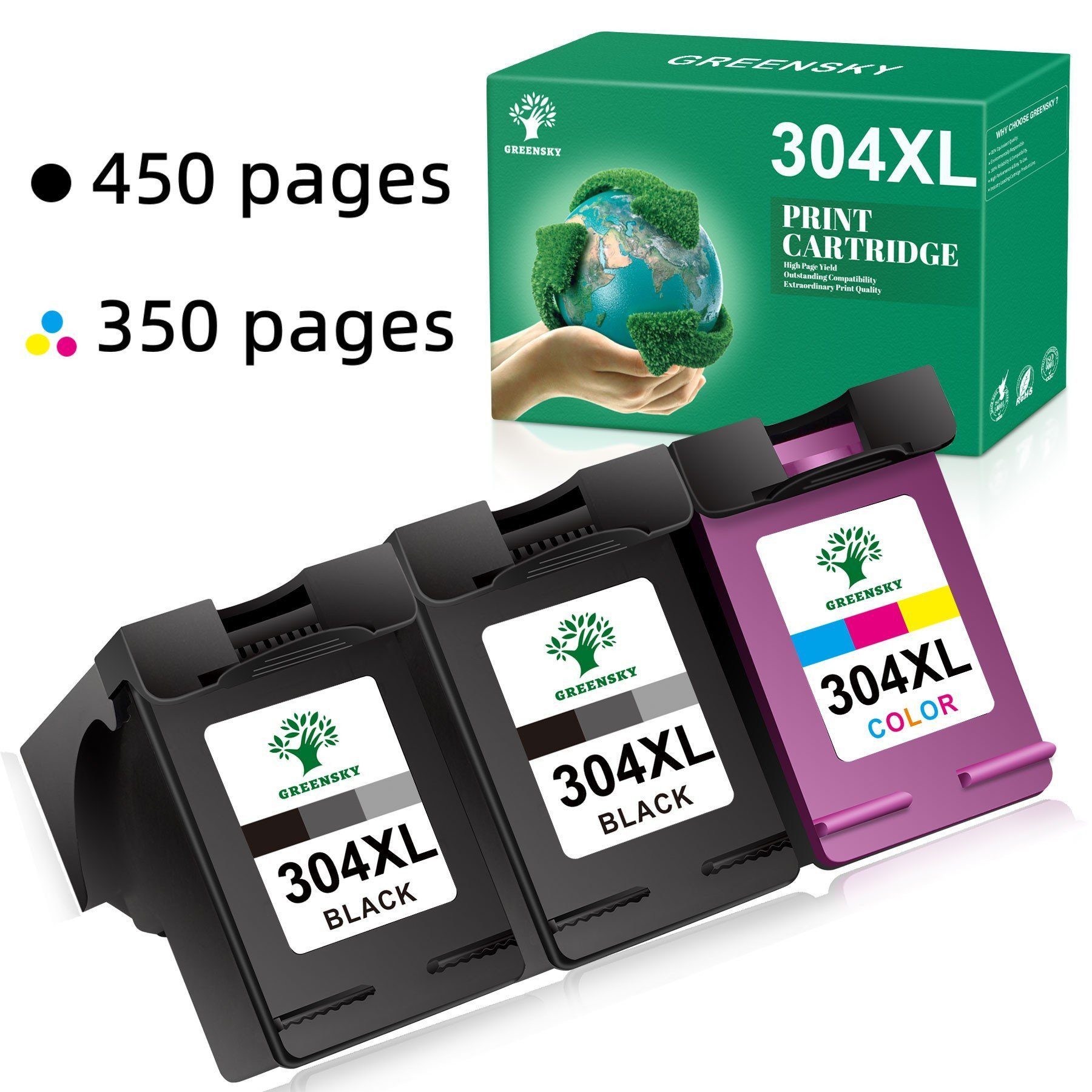 Greensky 304XL ersatz für HP 304 XL Deskjet 2622 2632 2633 Tintenpatrone (3-tlg)