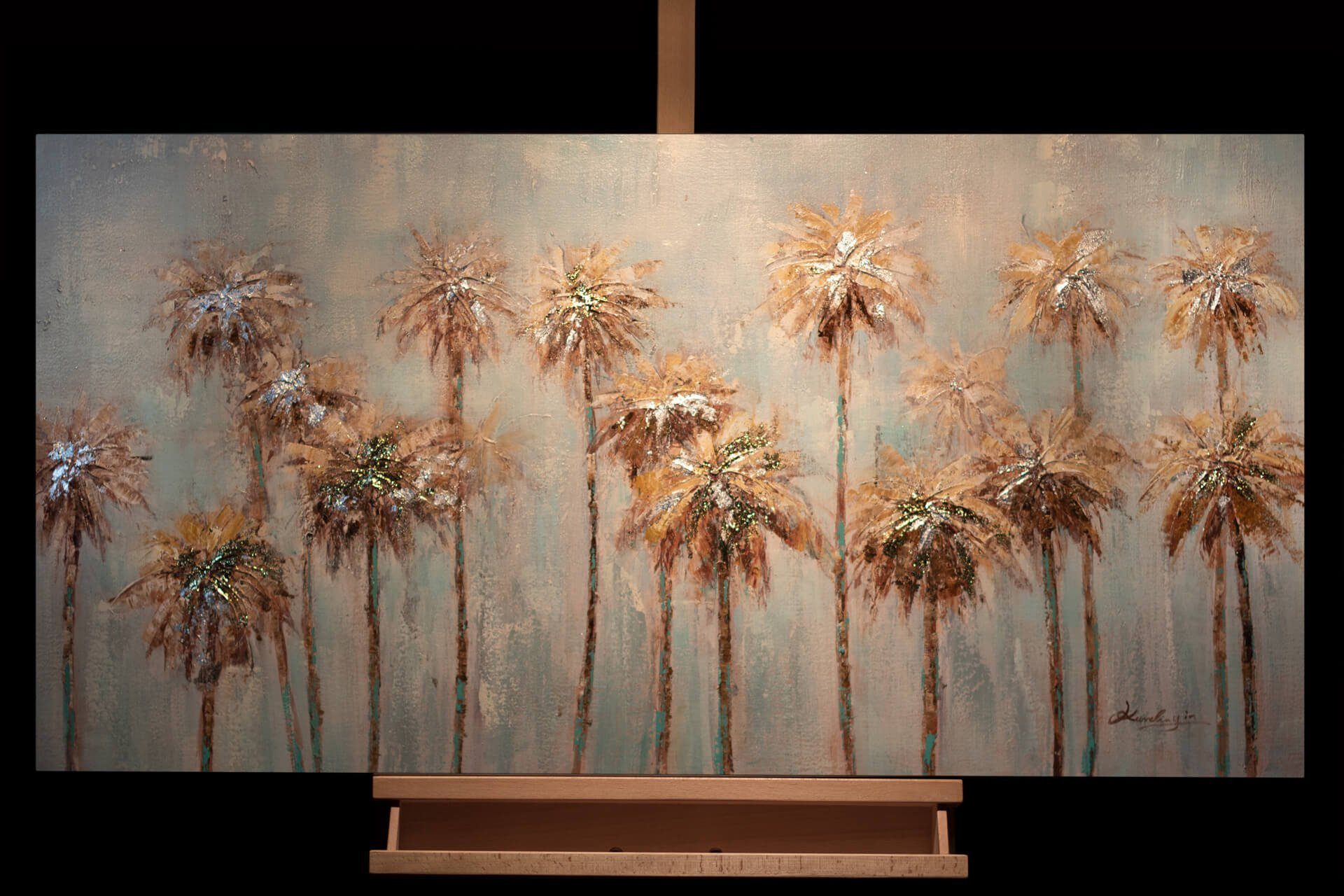 Wohnzimmer the Gemälde in 120x60 Tropics Wandbild cm, 100% KUNSTLOFT Morning HANDGEMALT Leinwandbild