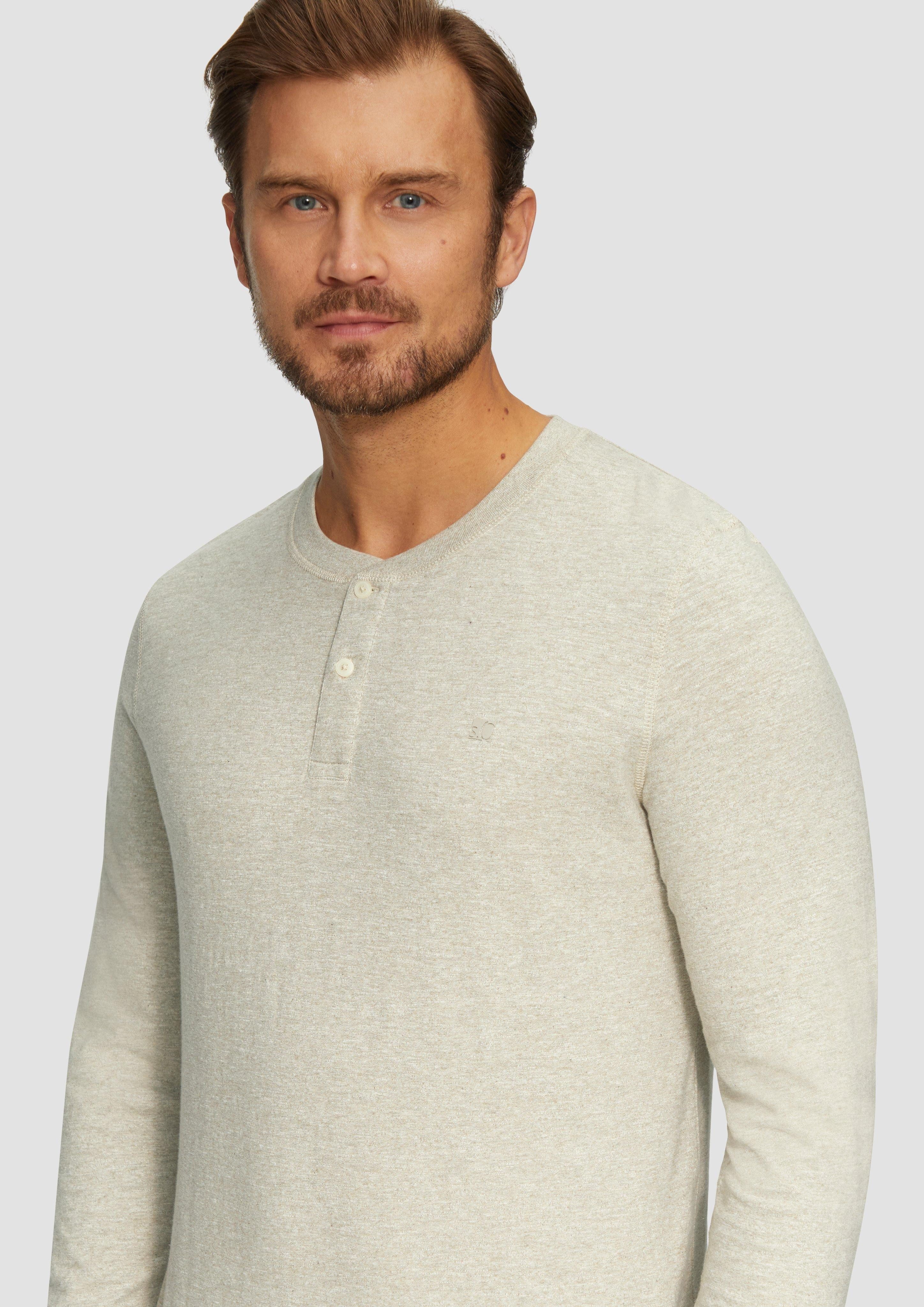 s.Oliver Langarmshirt Meliertes Longsleeve mit Henley-Ausschnitt günstig online kaufen