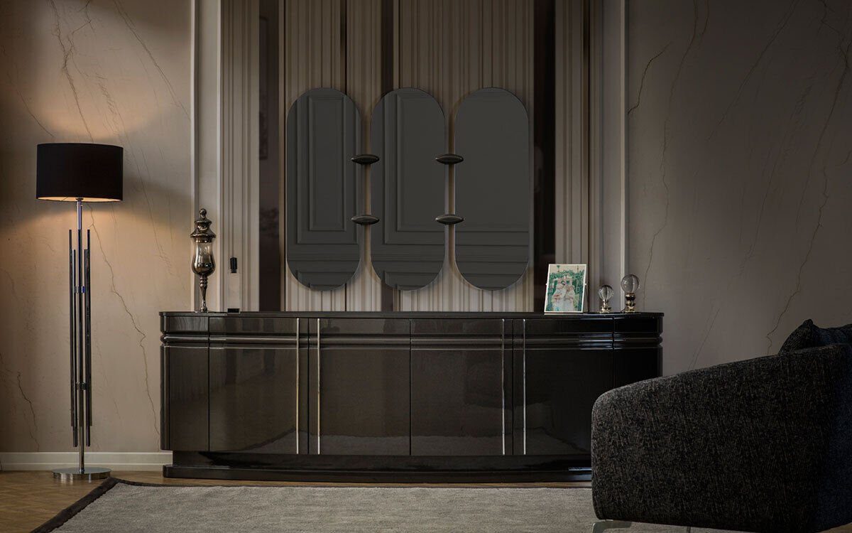 JVmoebel Sideboard Sideboard mit 3x Spiegel Anrichte Luxus Garnitur Kommode Holz Kommoden, Made In Europe