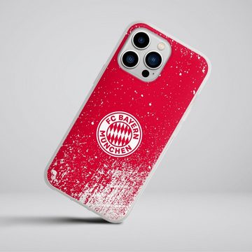 DeinDesign Handyhülle FC Bayern München Offizielles Lizenzprodukt FCB Splatter Rot - FCB, Apple iPhone 13 Pro Silikon Hülle Bumper Case Handy Schutzhülle
