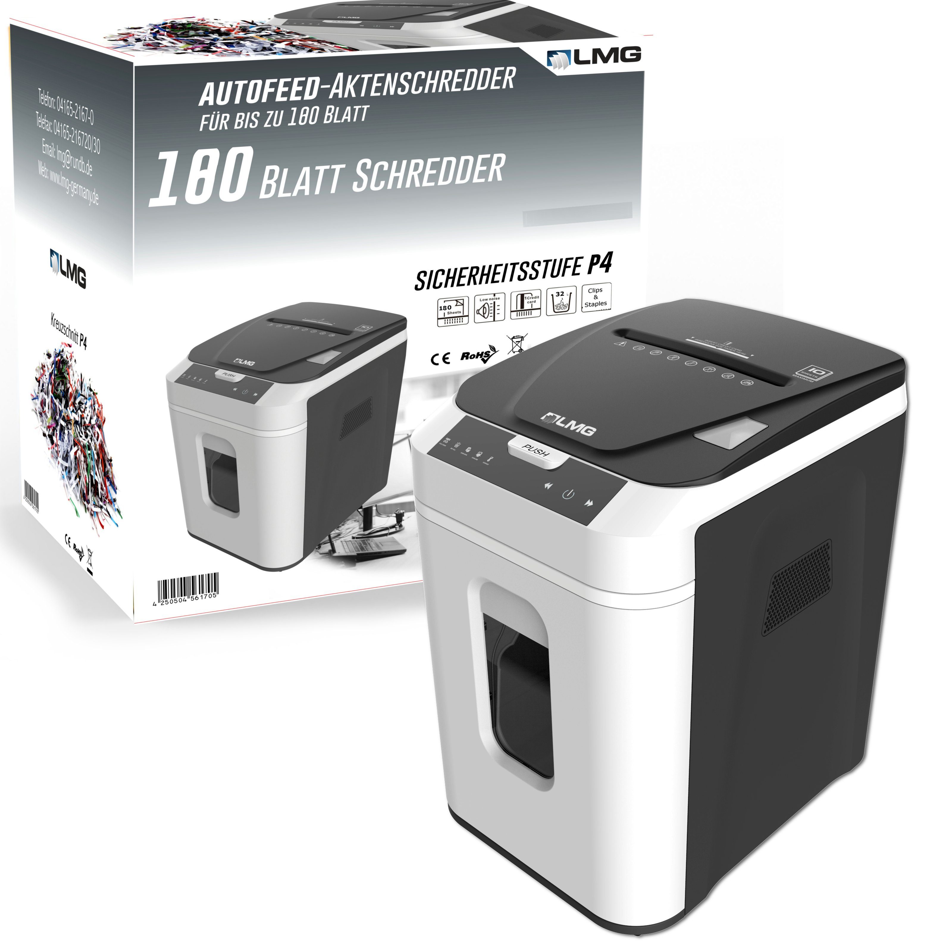 Aktenvernichter Autofeed Profi Shredder, 180 Blatt gleichzeitig, als P4 oder P5