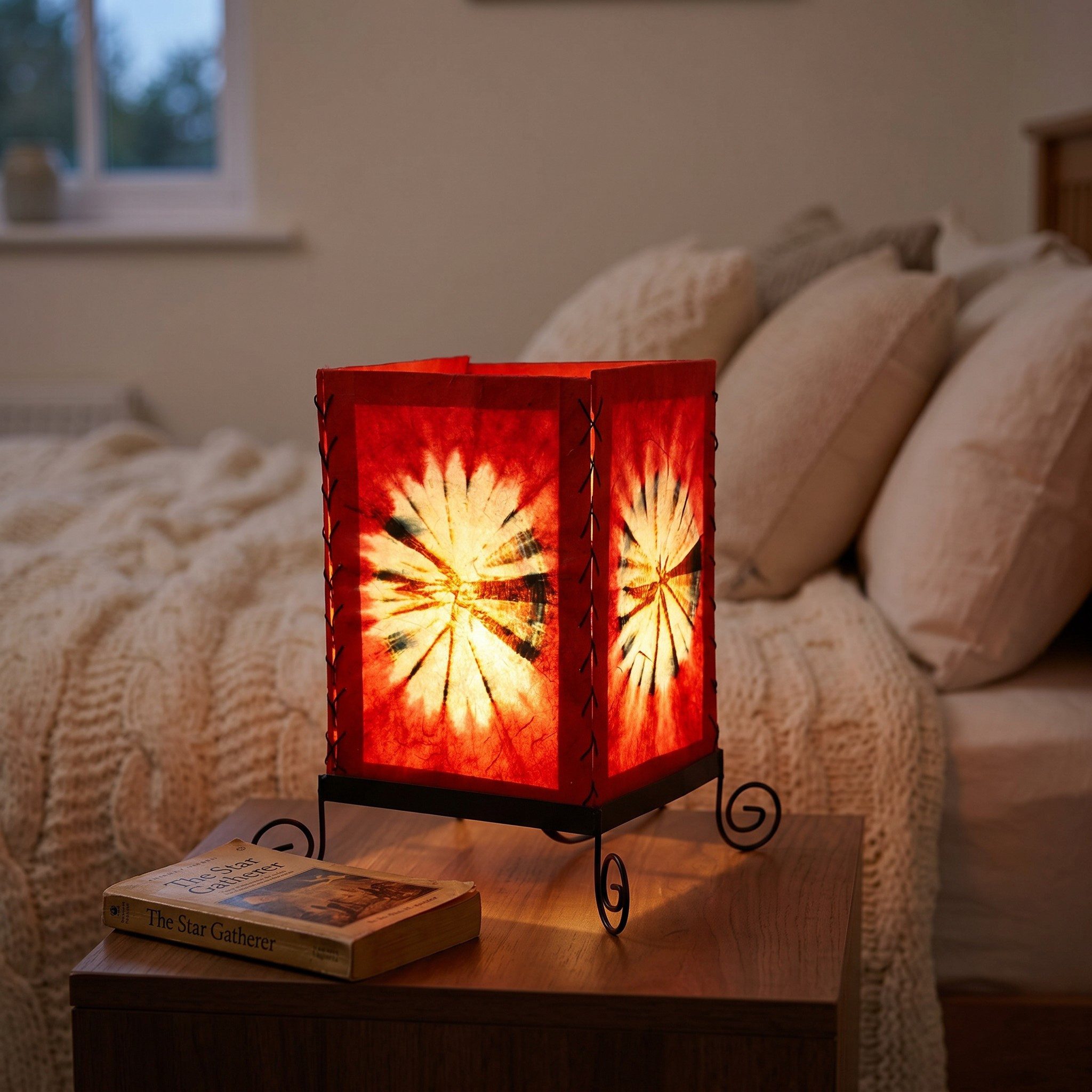 Guru-Shop Tischleuchte Lokta Papier Tischlampe aus hangeschöpftem..