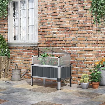Outsunny Hochbeet mit Aufsatz, Wetterbeständig (Pflanzenhaus, 1 St., Hochbeet), für Garten, Balkon, Dunkelgrau
