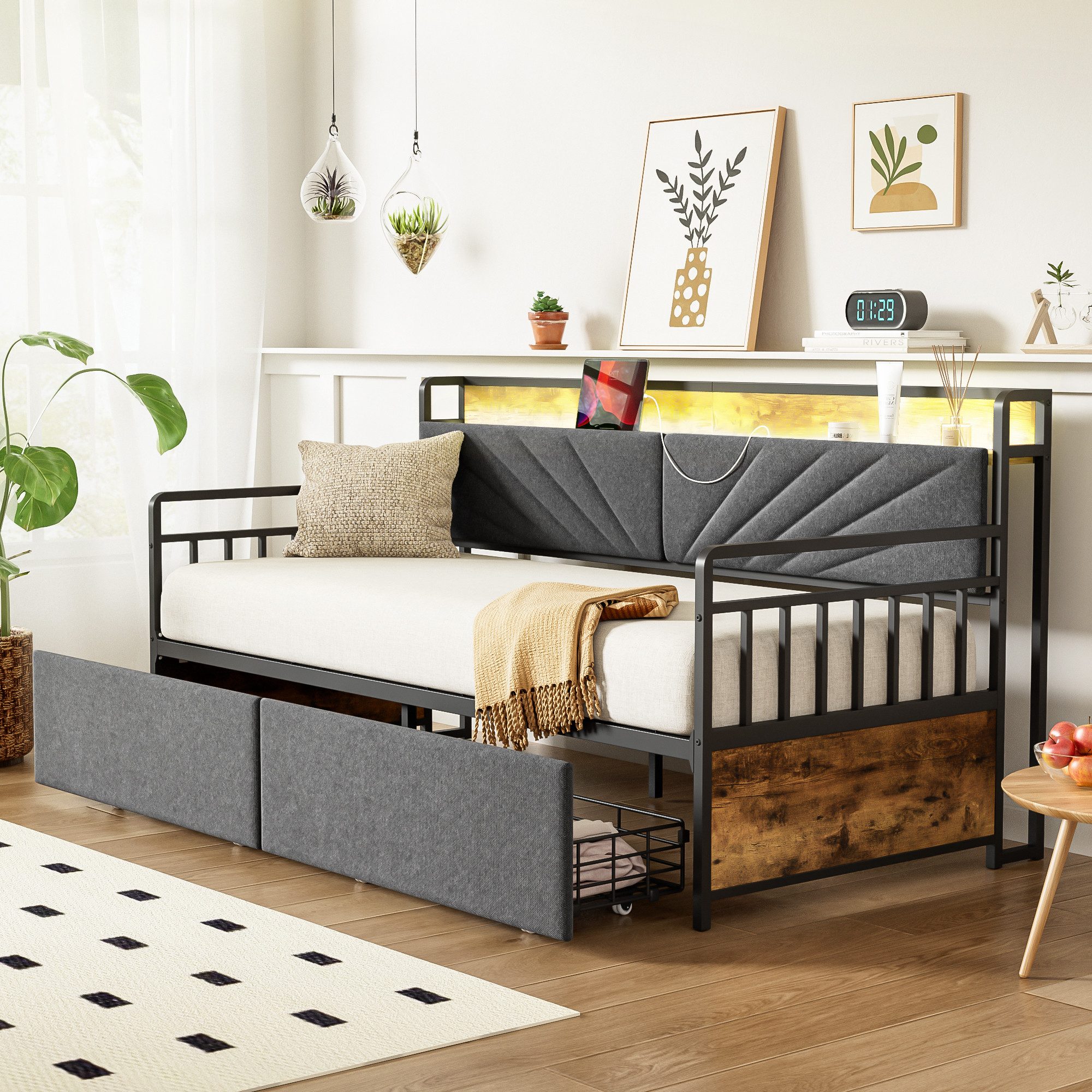 Odikalo Stauraumbett Schlafsofa Polsterbett Jugendbett Ablagen günstig online kaufen