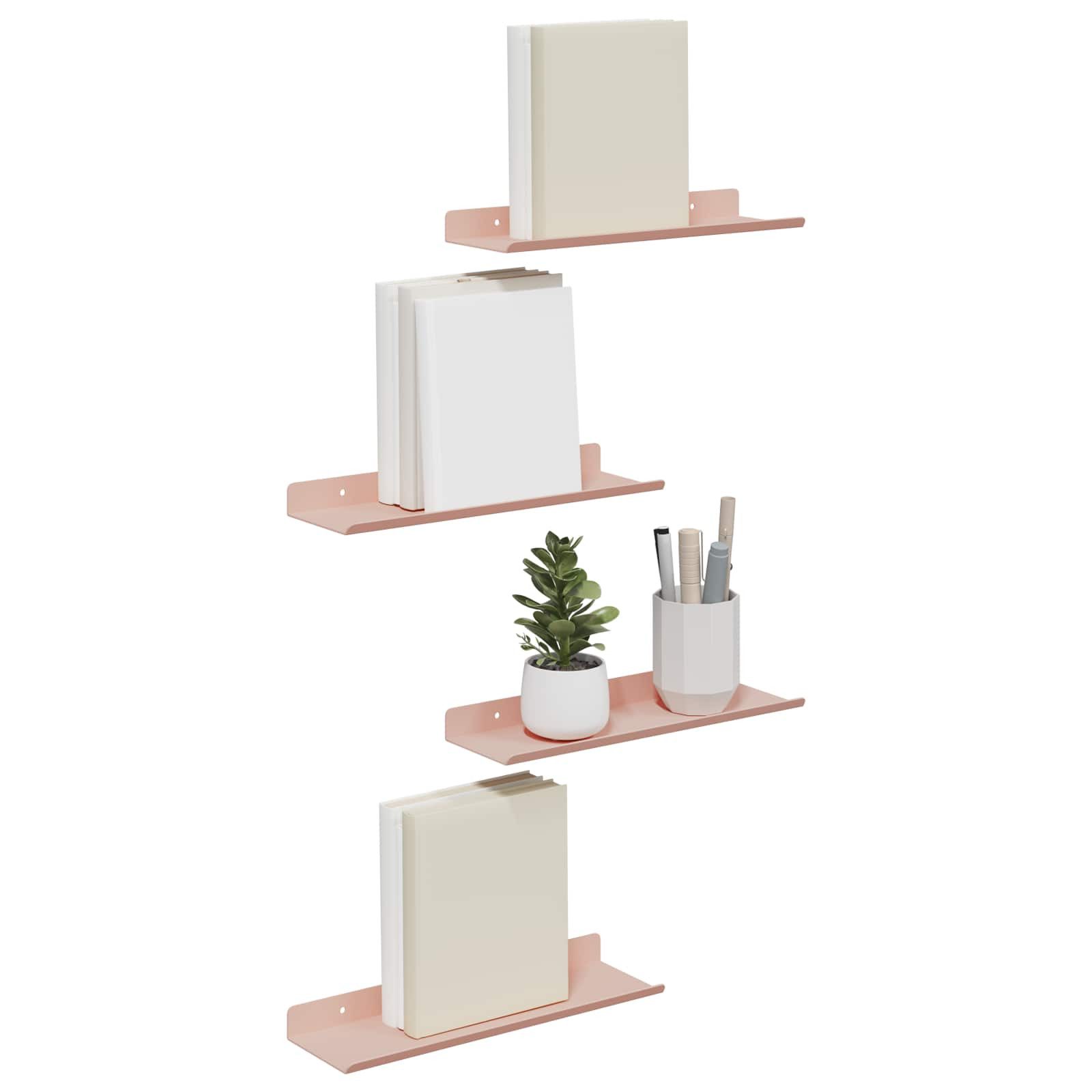 vidaXL Regal Schwebendes Regal 4 stk. Rosa 30 x 9 x 2,5 cm Stahl, 4-tlg.