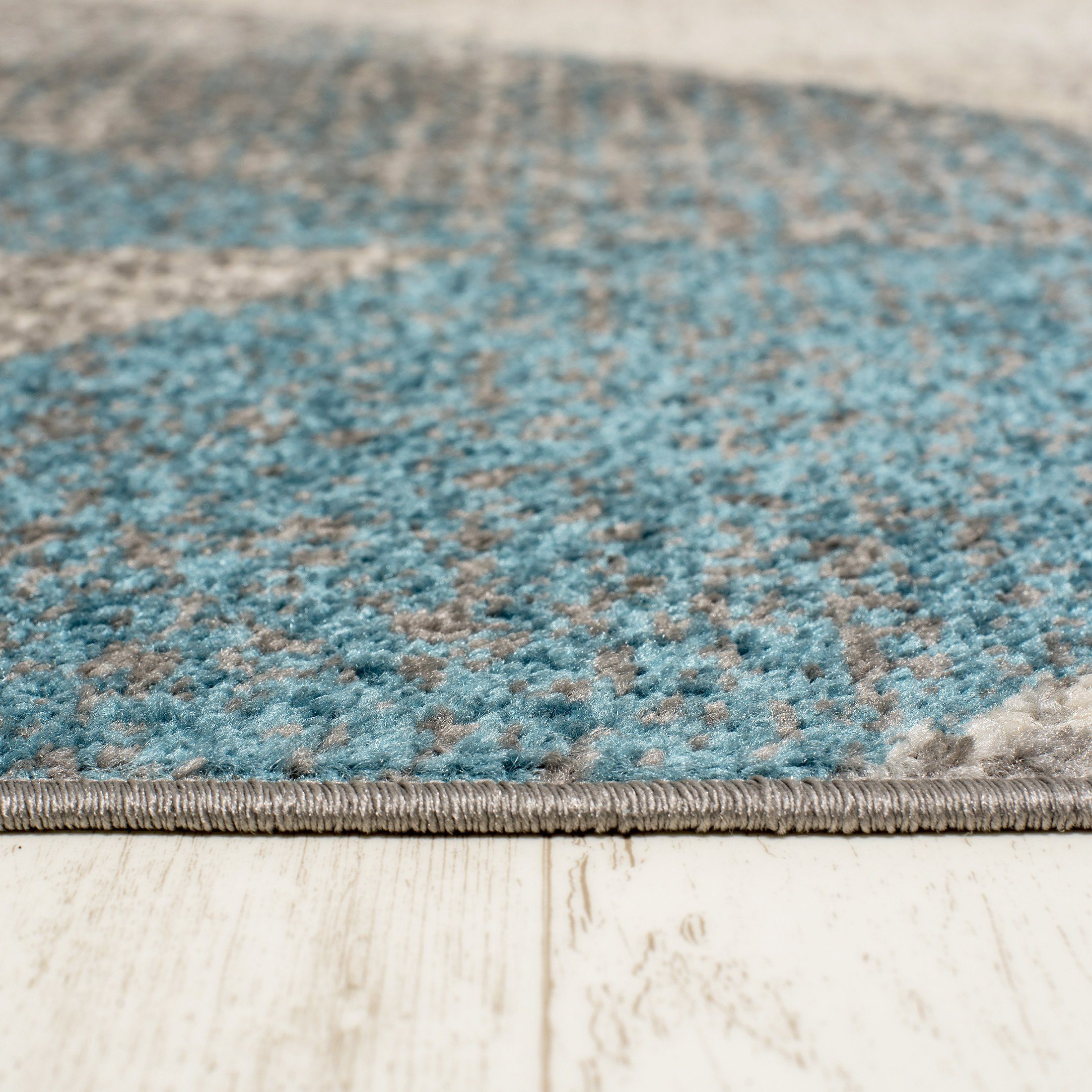 Grau Kurzflor cm, Blau - Teppich Mazovia, 140 Höhe Fußbodenheizung, mm, x Geeignet Muster 7 Designteppich farbe Modern 200 Kurzflor, Geometrisch für