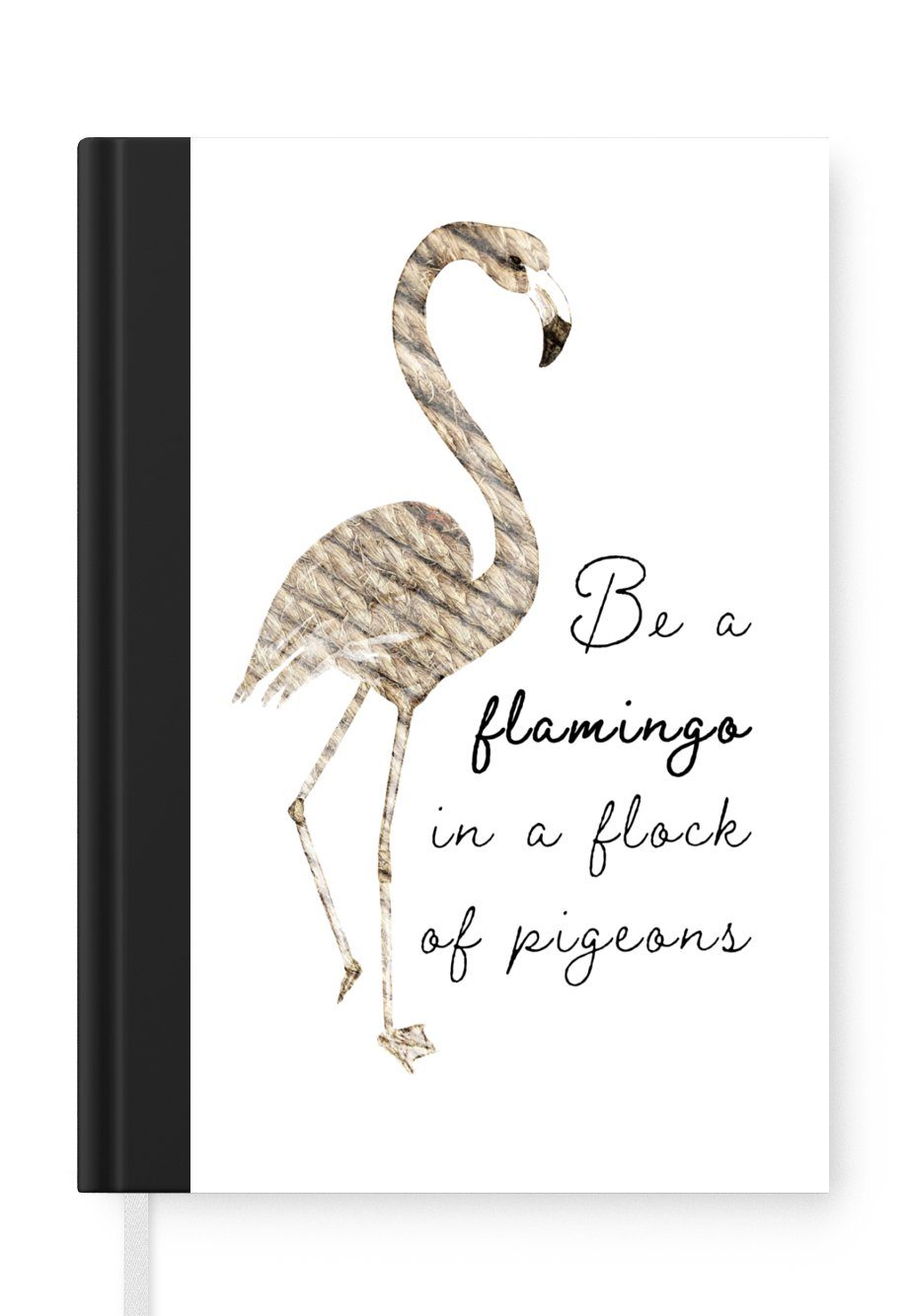 MuchoWow Notizbuch Flamingo - Federn - Vogel, Journal, Merkzettel, Tagebuch, Notizheft, A5, 98 Seiten, Haushaltsbuch