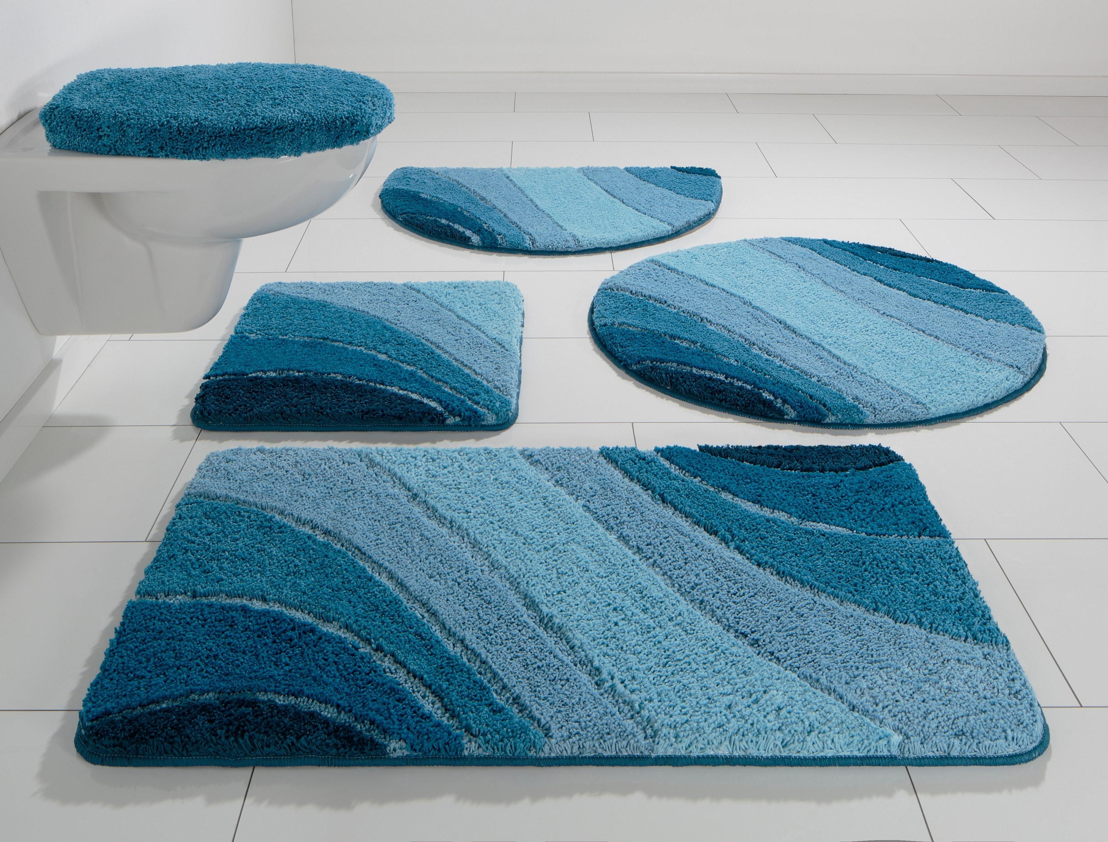 OTTO home Badematte Josie, Badvorleger, Badezimmer Teppich, Höhe 20 mm, rutschhemmend beschichtet, schnell trocknend, strapazierfähig, fußbodenheizungsgeeignet, Polyester, rechteckig, Badteppich, Badematten, rechteckig, rund & als 3-tlg. Set erhältlich