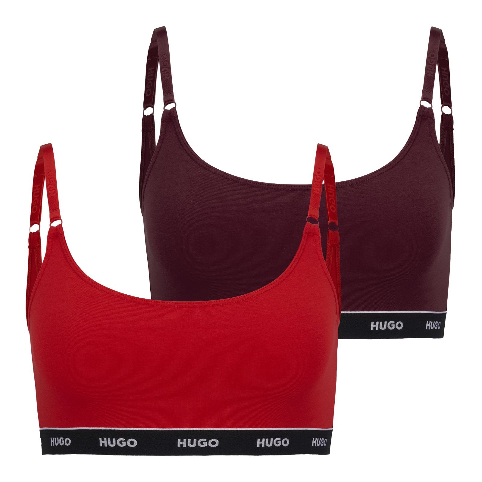 HUGO Bralette Twin Unterbrustband mit Stripe / 643 am Logos red Bralette (2-tlg) bordeaux