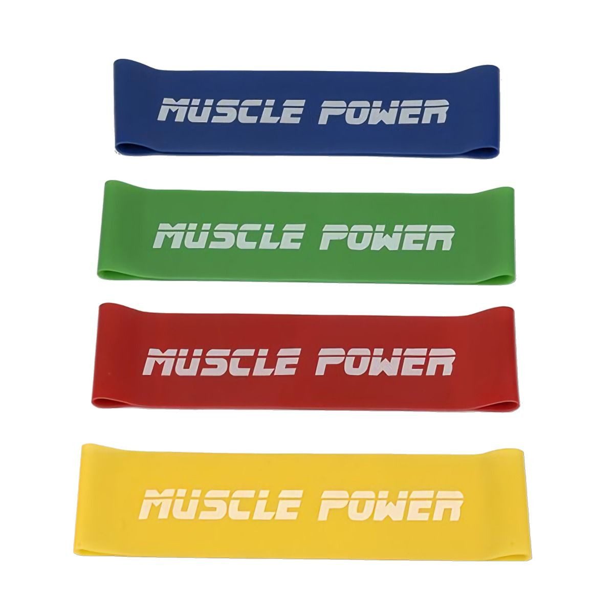 Muscle Power Trainingsband Mini Bands Set - Nahtloser Latex - 4 Widerstandsstufen