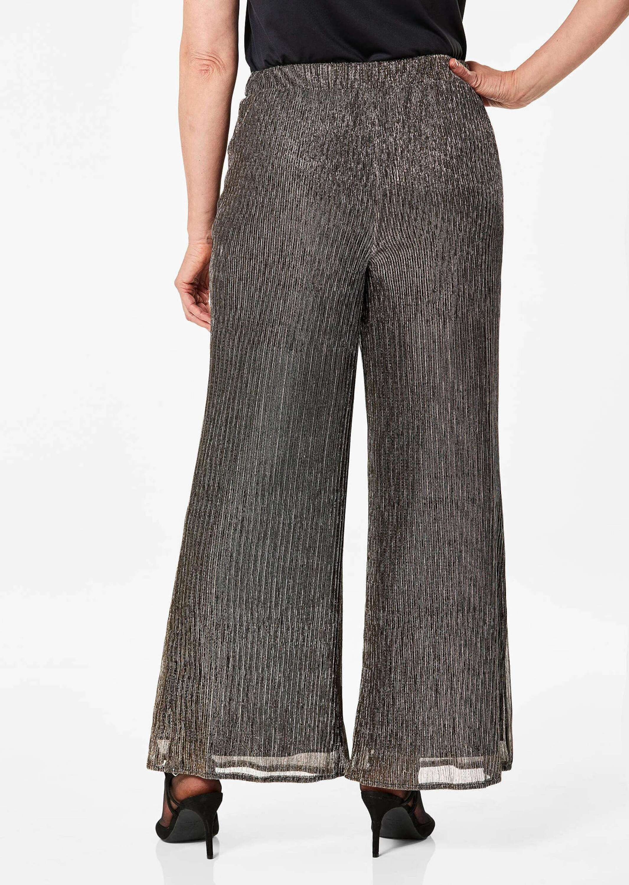 GOLDNER Schlupfhose Kurzgröße: Moderne Stretchhose mit Rundumdehnbund Elegante Glanzhose mit Plissee-Optik, weitem Bein und Knöchellänge