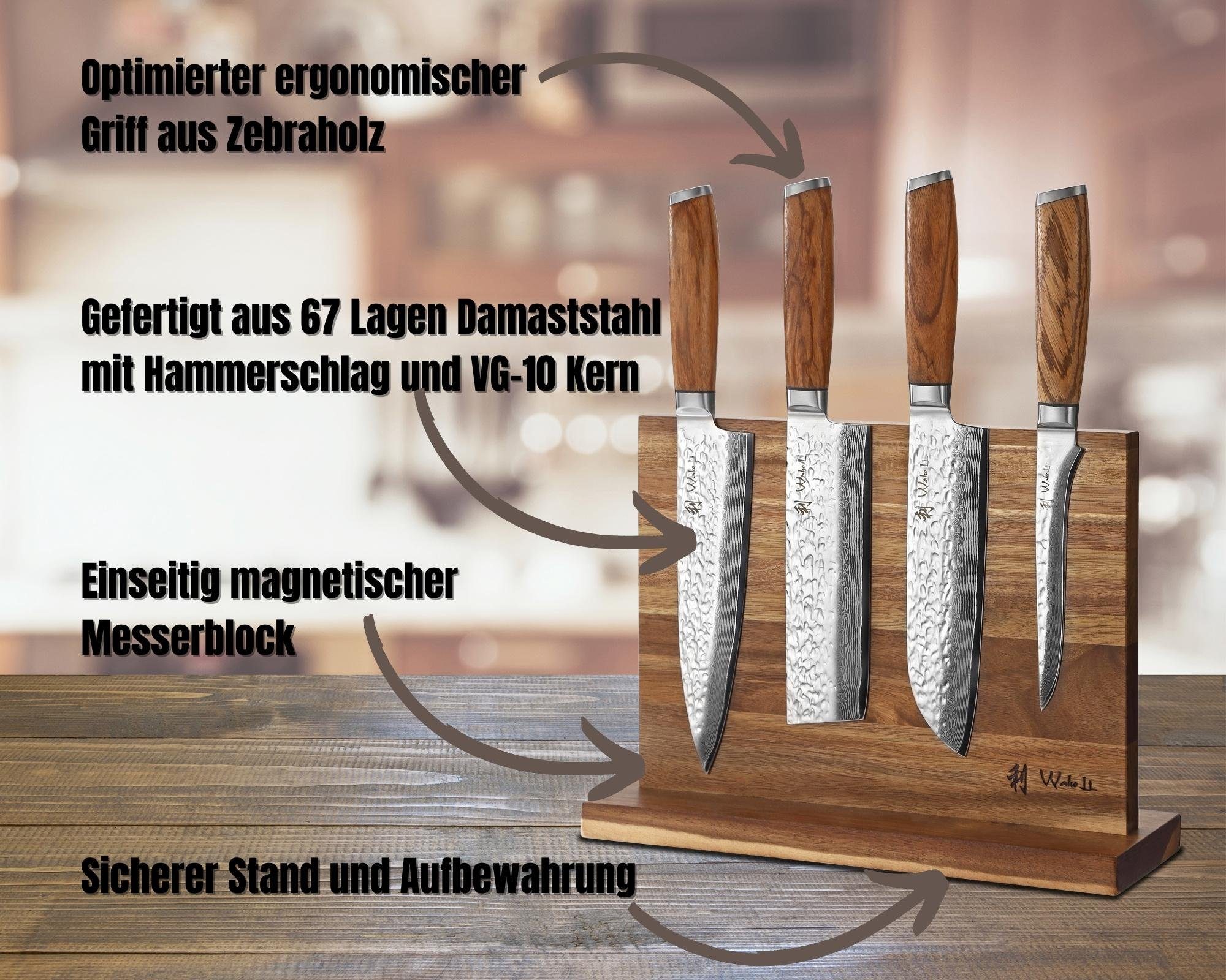 Chef's & Messerblock I magnetischer Choice Wakoli 4 Küchenmesser Magnet-Messerblock