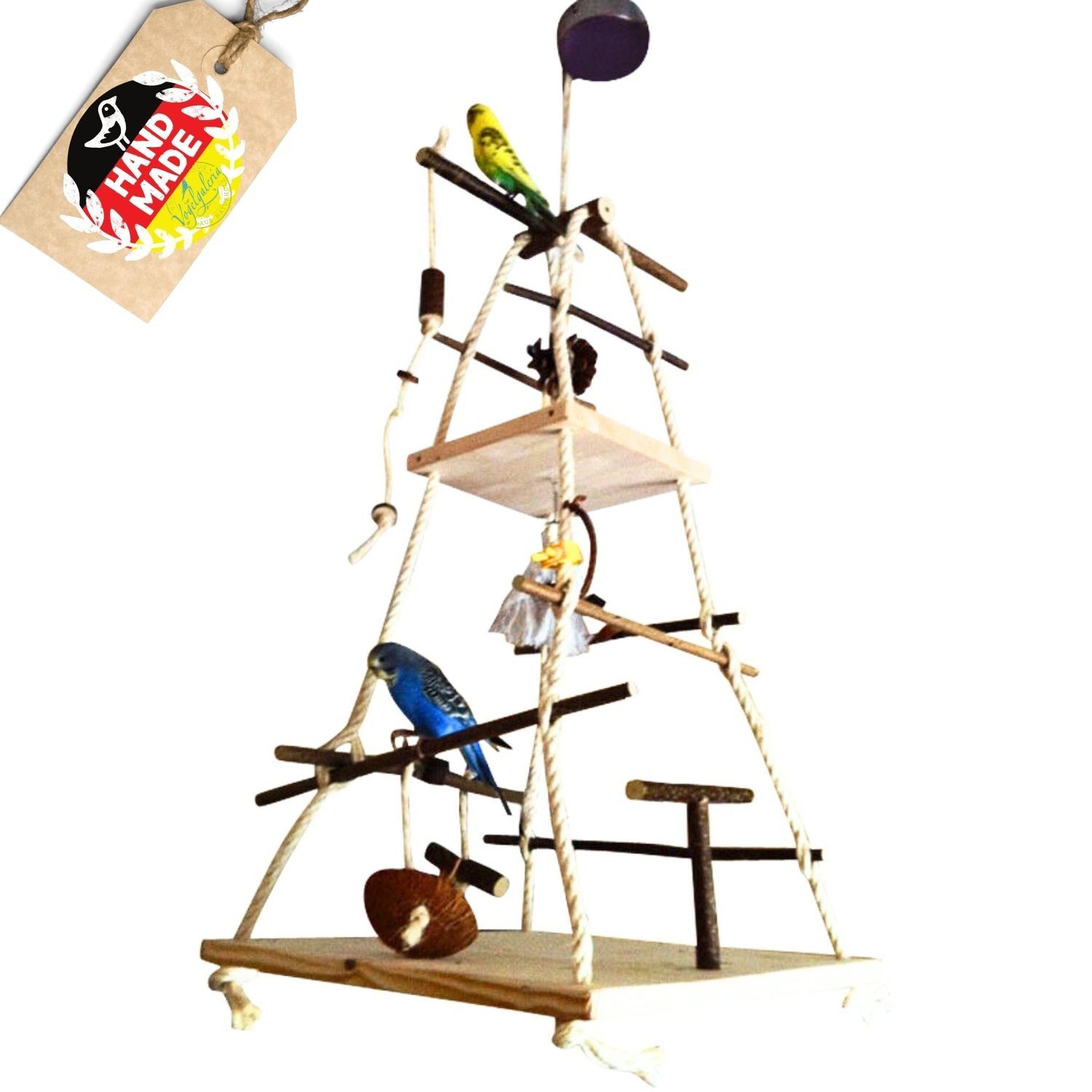halmland Vogelspielplatz XXL-Cliffhanger Vogelspielplatz für Wellensittich Naturholz