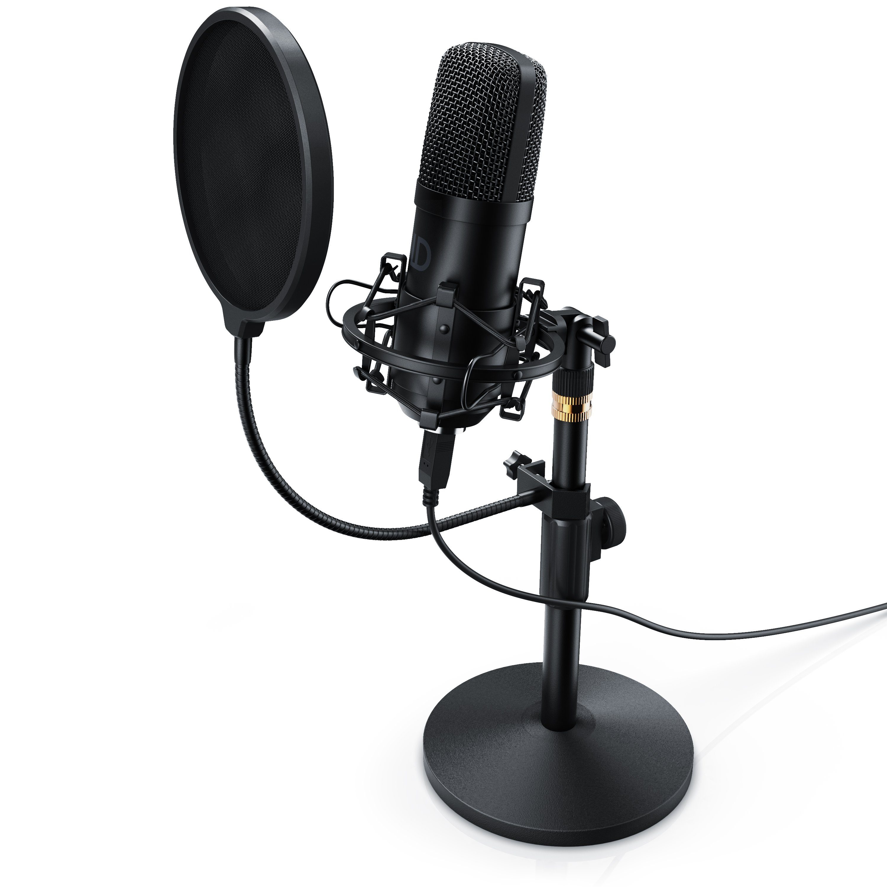 USB Kondensator Mikrofon für PC Studio mit Stativ und Arm Professionelle Podcast-Mikrofonsets 192kHZ/24bit für Podcasts Rundfunk Aufnahme YouTube 