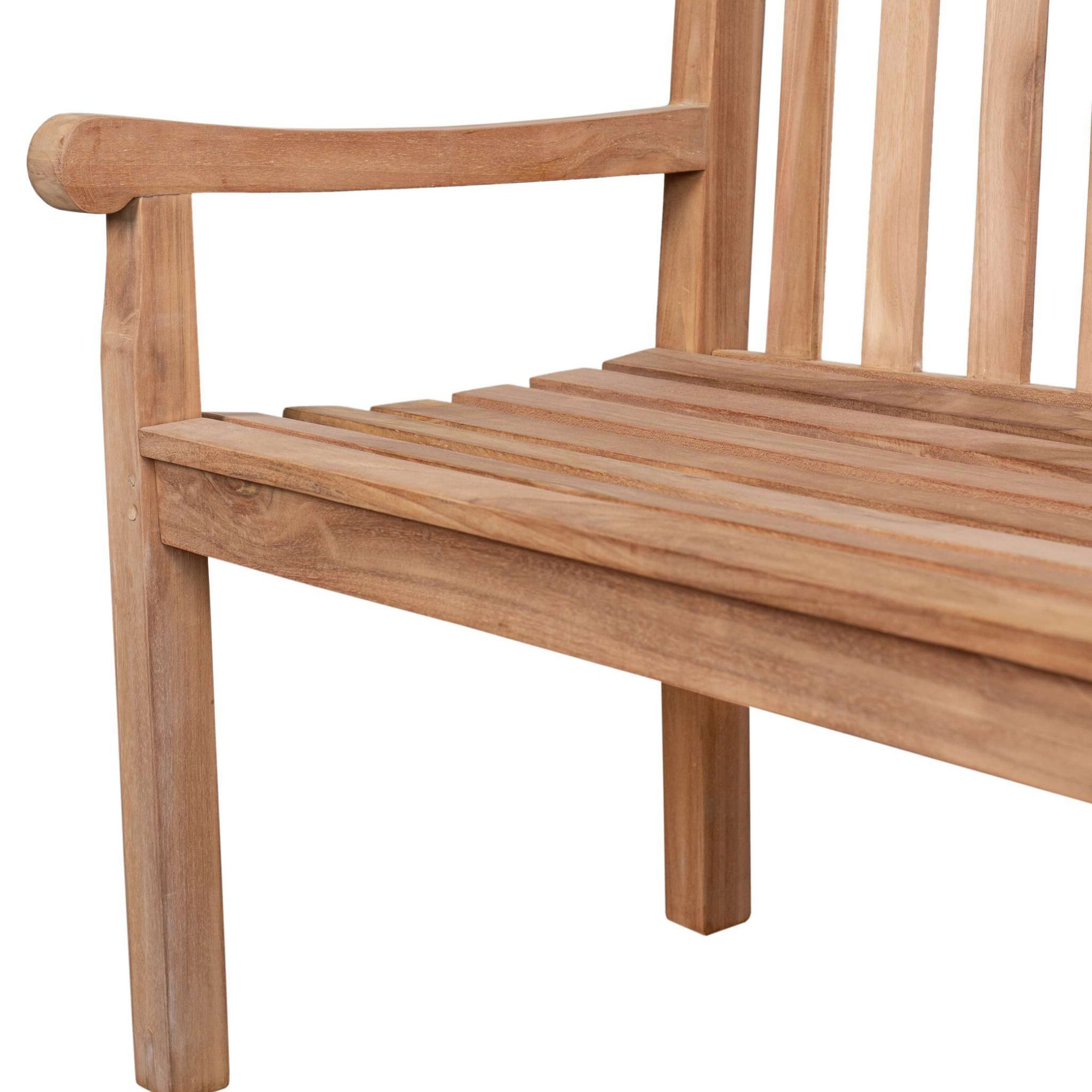 bene living Gartenbank Kleeblatt 120 cm - Teakholz, geschwungende Armlehnen - Rückenlehnen mit Kleeblatt-Motiv