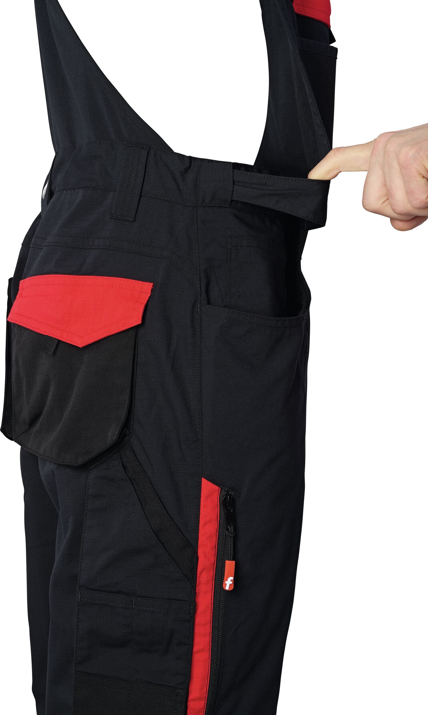 fortis Latzhose Herren Performance schwarz/rot