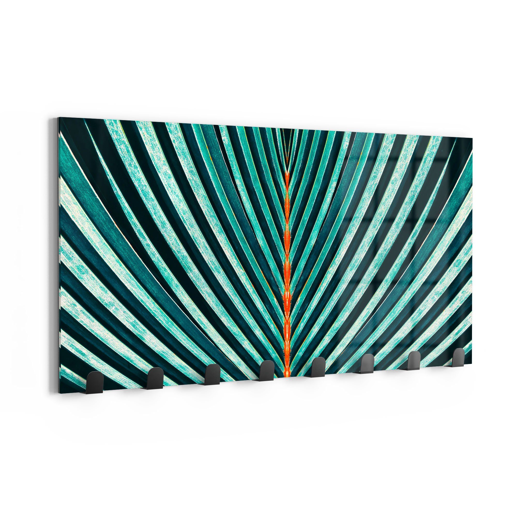 Kleiderhaken Paneel Garderobe magnetisch 'Palmenblatt-Streifen', beschreibbar Glas DEQORI