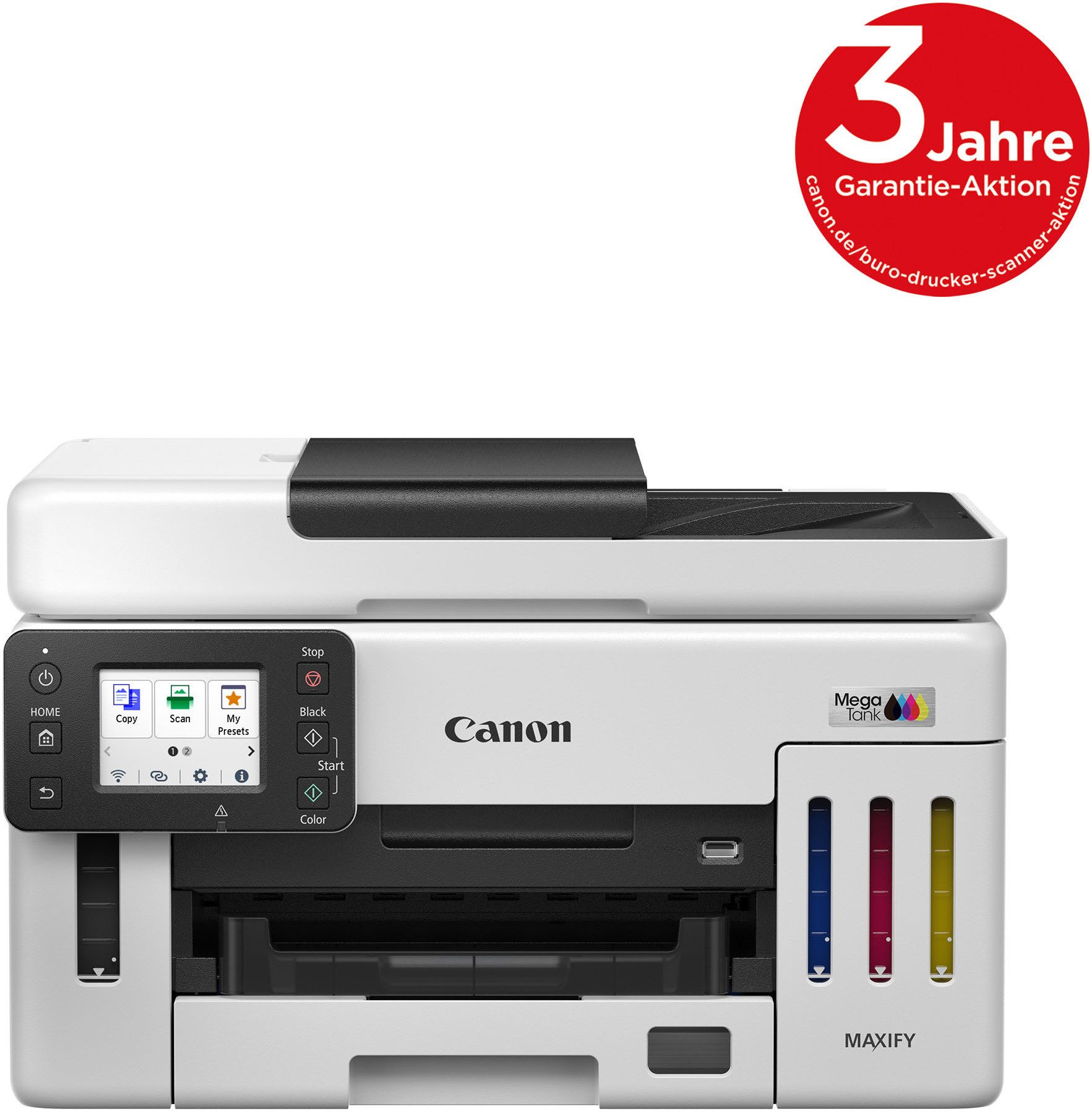 Canon MAXIFY GX6150 Multifunktionsdrucker, (LAN (Ethernet), WLAN (Wi-Fi), Wi-Fi Direct, 3in1 Tintenstrahl-Multifunktionsgerät mit ADF/ niedrigen Druckkosten)