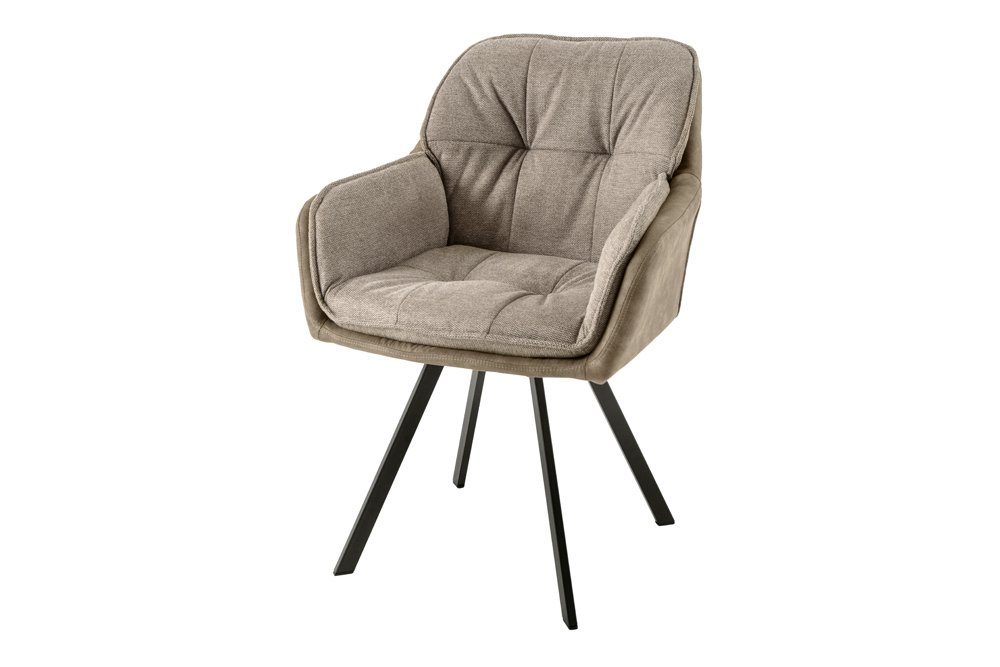 riess-ambiente Armlehnstuhl MR. LOUNGER anthrazit/grau – Microfaser & Stoff, mit Armlehne, Metall (Einzelartikel, 1 St), 180° drehbar mit Rückholmechanik – ideal für Esszimmer oder Büro