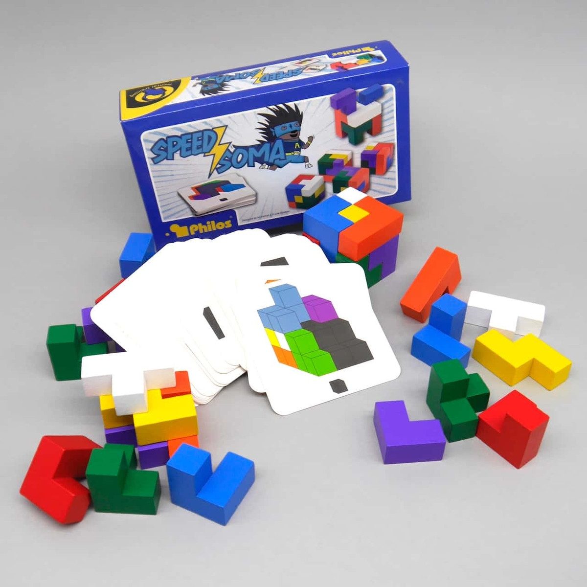 Philos Spiel SPEED SOMA - Denksport für bis zu 4 Spielern, Legespiel, Holzspiel