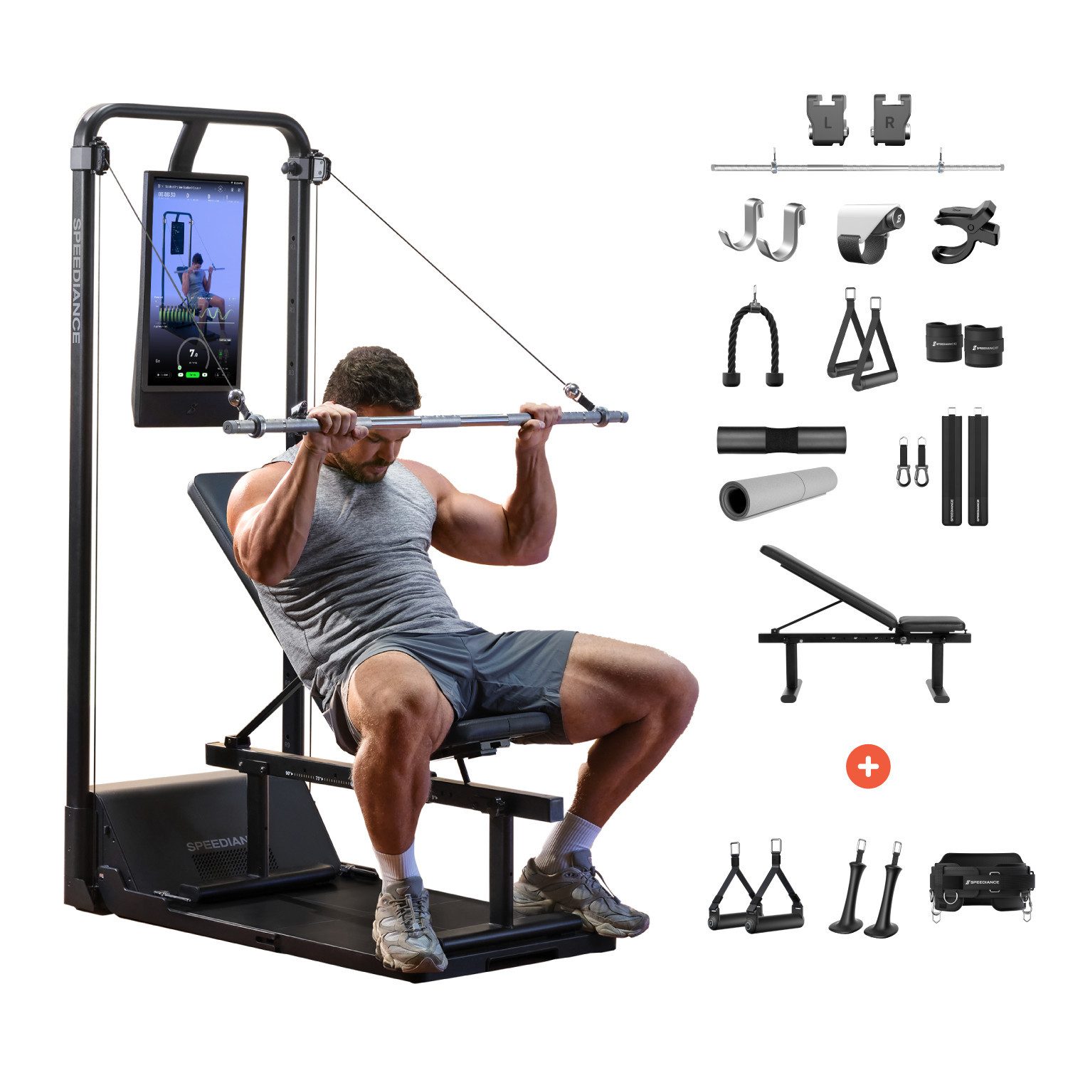 SPEEDIANCE Kraftstation Gym Monster 2, verbessertes KI-gesteuertes All-in-One Home Gym, Ganzkörper-Krafttraining Fitnessgeräte