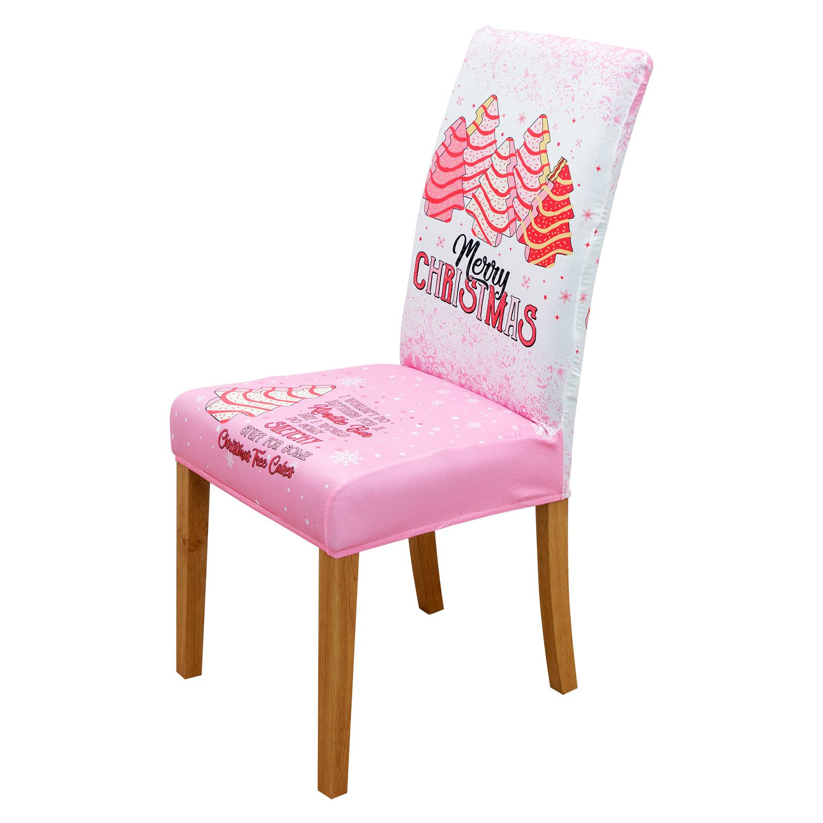 Qelus Stuhlhusse Stuhlhusse Stretch Stuhlhussen Weihnachtsmann Druck 2er/4er Set Hussen, für Esszimmer Wohnzimmer Küche