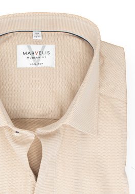 MARVELIS Kurzarmhemd Kurzarmhemd - Modern Fit - Struktur - Beige