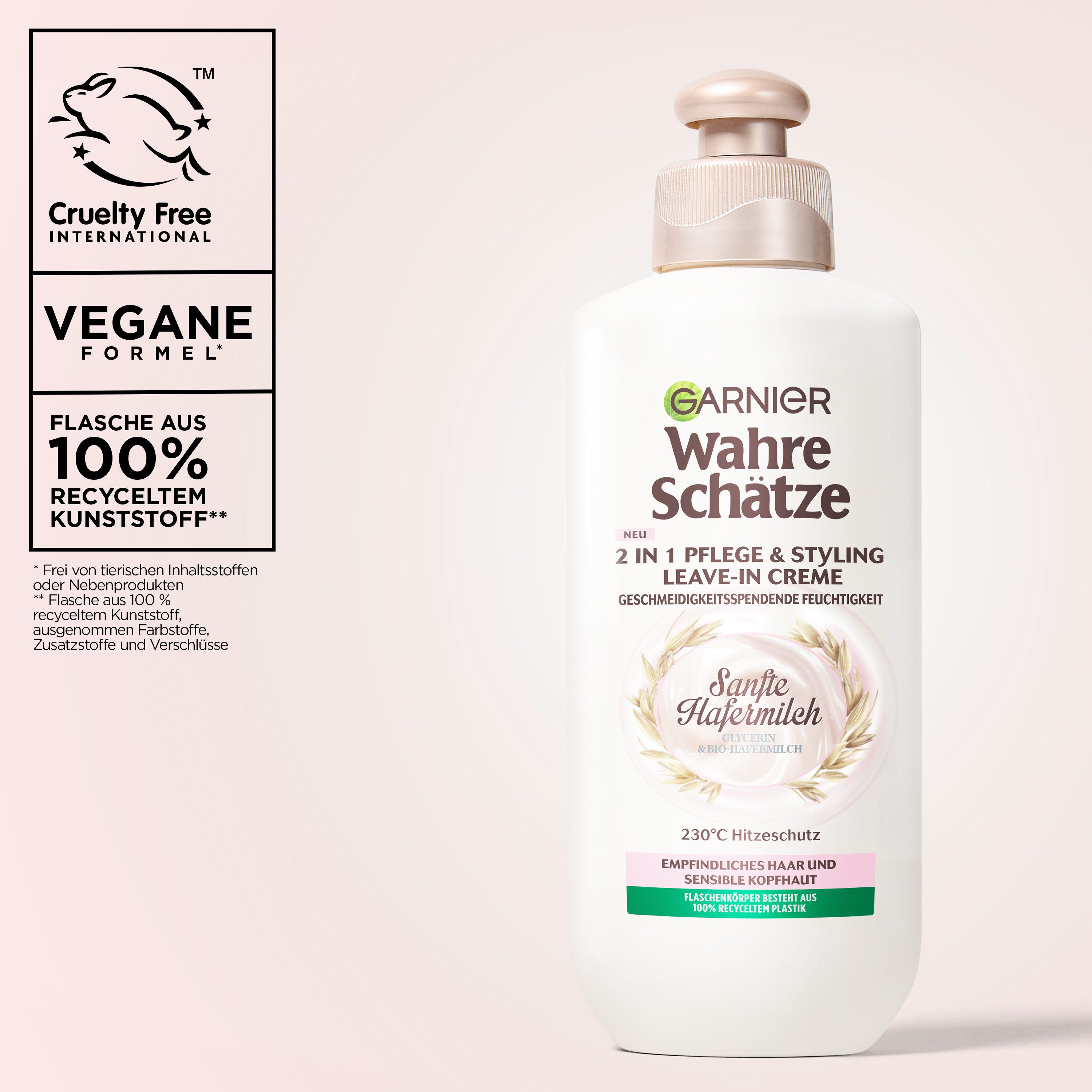 GARNIER Haarmousse Garnier Wahre Schätze 2-in-1 Pflege & Styling Sanfte Hafermilch, Packung, 6-tlg.