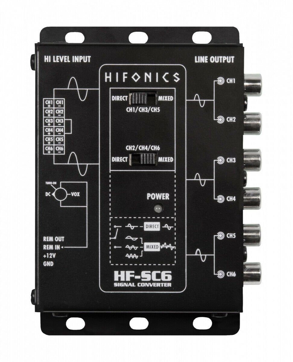 Hifonics 6-Kanal High (mit Adapter Auto-Lautsprecher EPS) für to Level HF-SC6 Low Converter