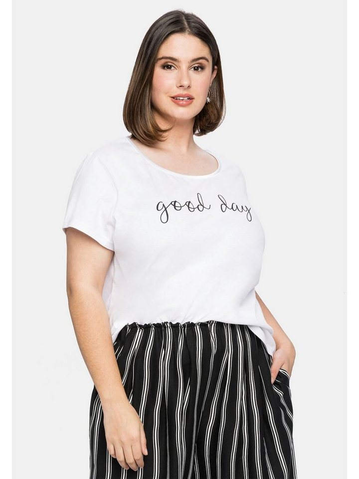 Sheego T-Shirt Große Größen mit Wording-Print, leicht ausgestellt