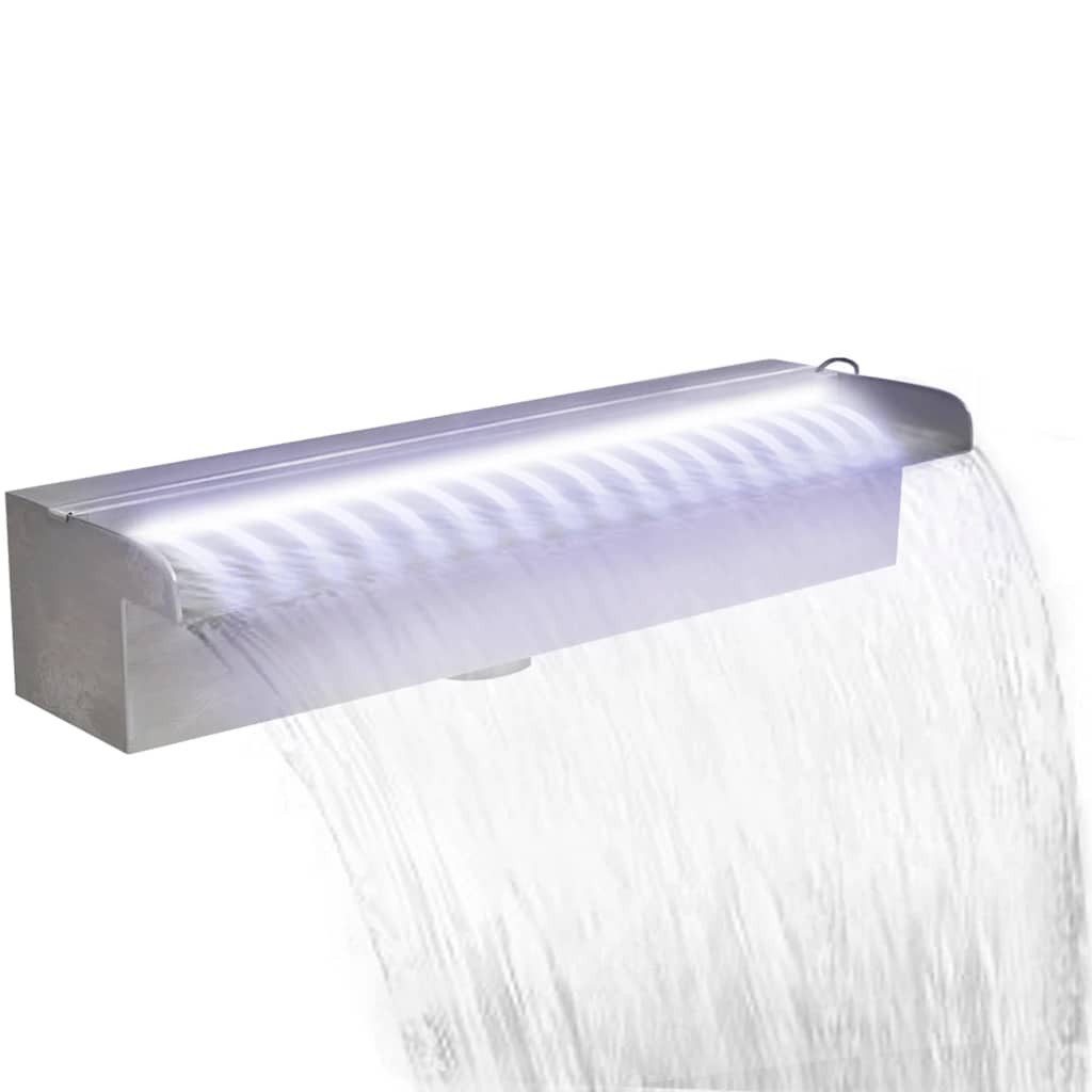 vidaXL Wasserfall Pool-Wasserfall Fontäne mit LEDs Rechteckig Edelstahl 45 cm