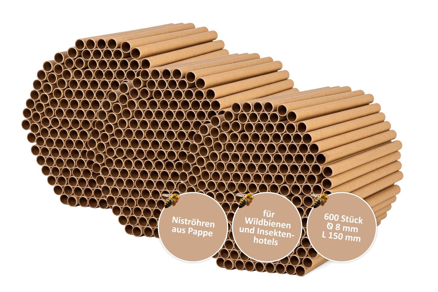 Cult at Home Insektenhotel 600 Nisthülsen Ø8mm Insektenhotel - Füllmaterial zum Bauen und Basteln, (600 Nisthülsen, 600 Stück), Unterstützt Erhalt der Artenvielfalt, Weiterer Lebensraum für Insekten