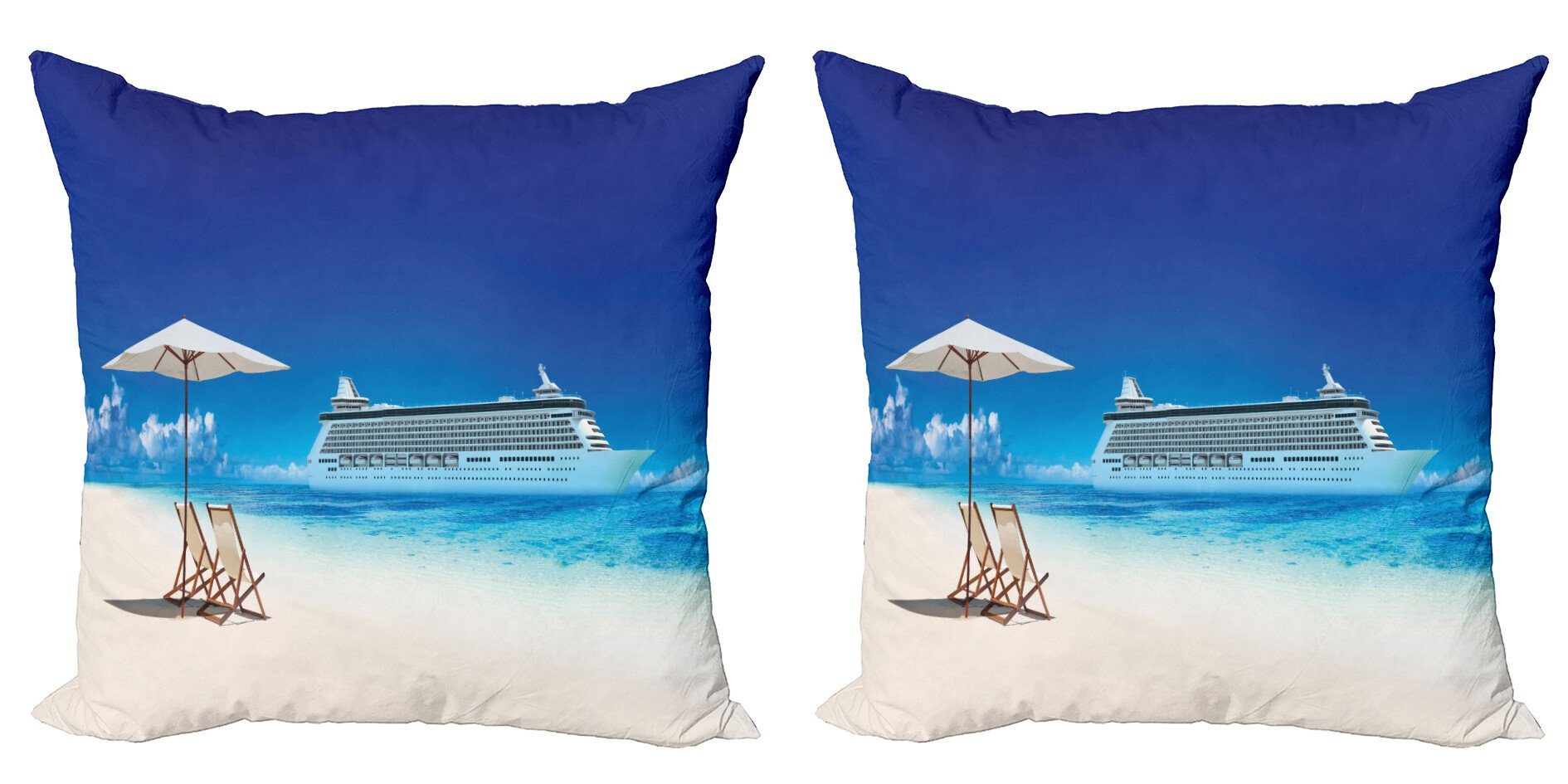 Kissenbezüge Modern Accent Doppelseitiger Digitaldruck, Abakuhaus (2 Stück), Sommer Strand Cruise Boat Trip