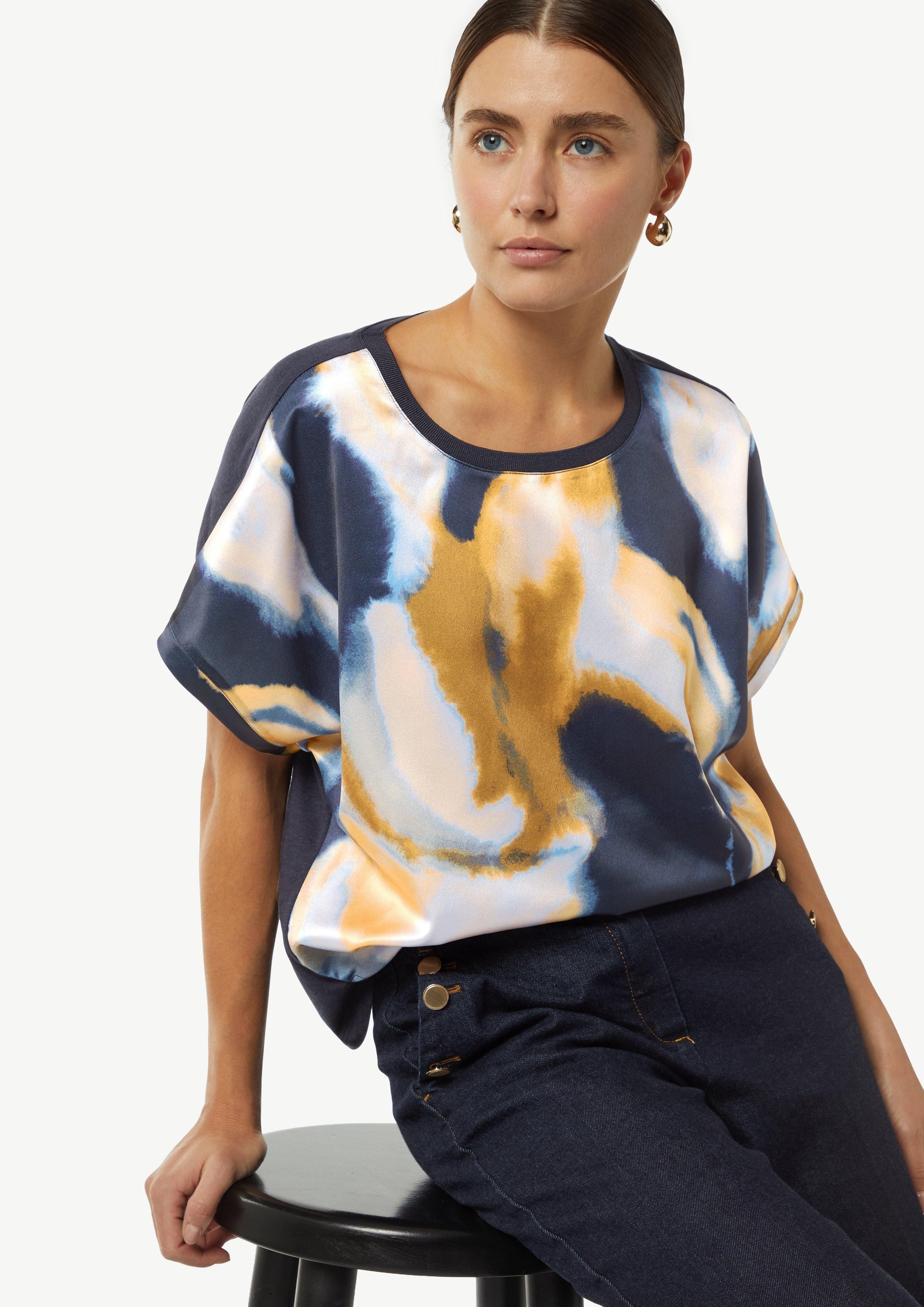 Comma Kurzarmshirt Gemustertes T-Shirt im Fabricmix günstig online kaufen