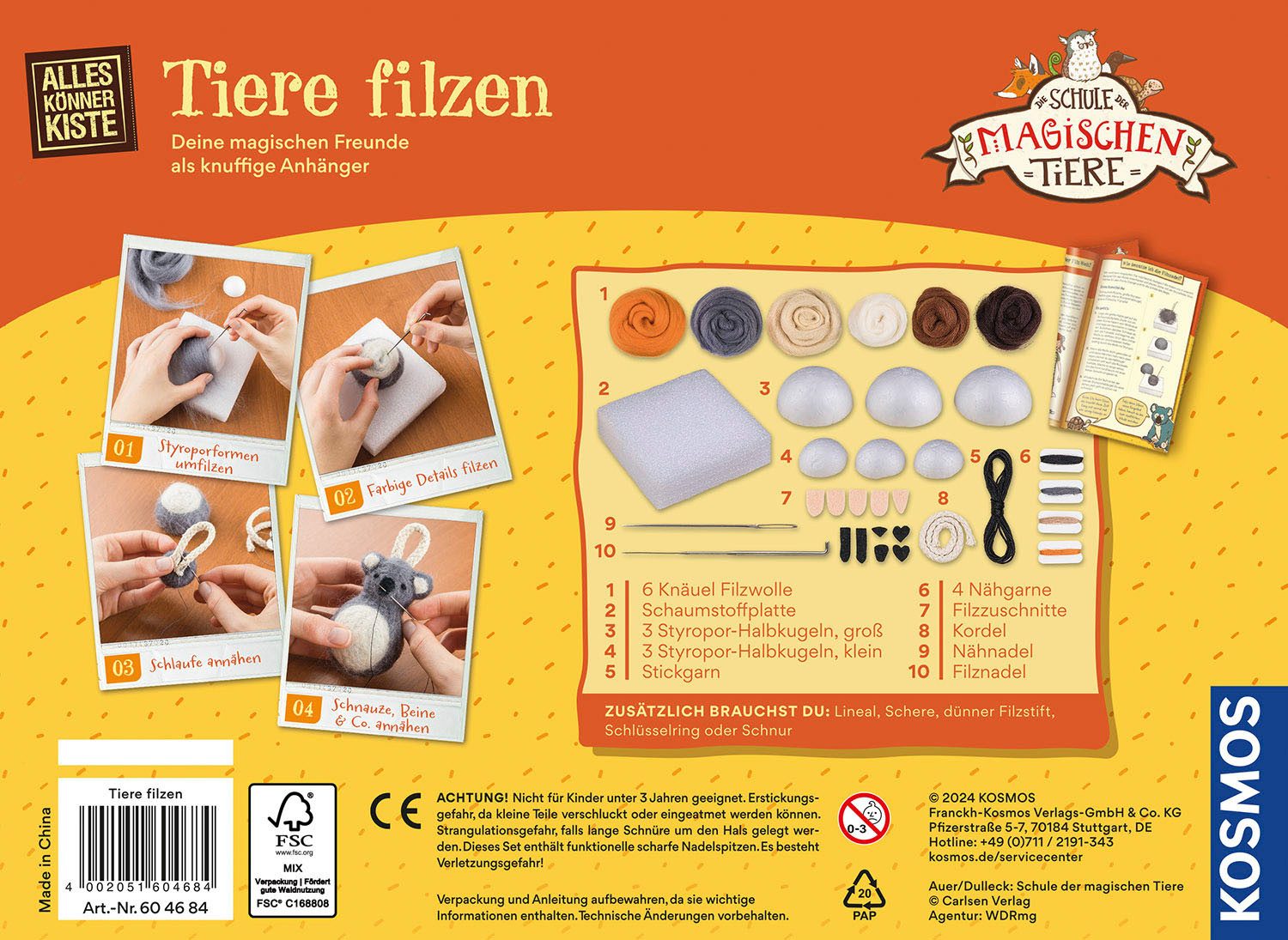 Kosmos Kreativset AllesKönnerKiste, Die Schule der magischen Tiere, Tiere filzen